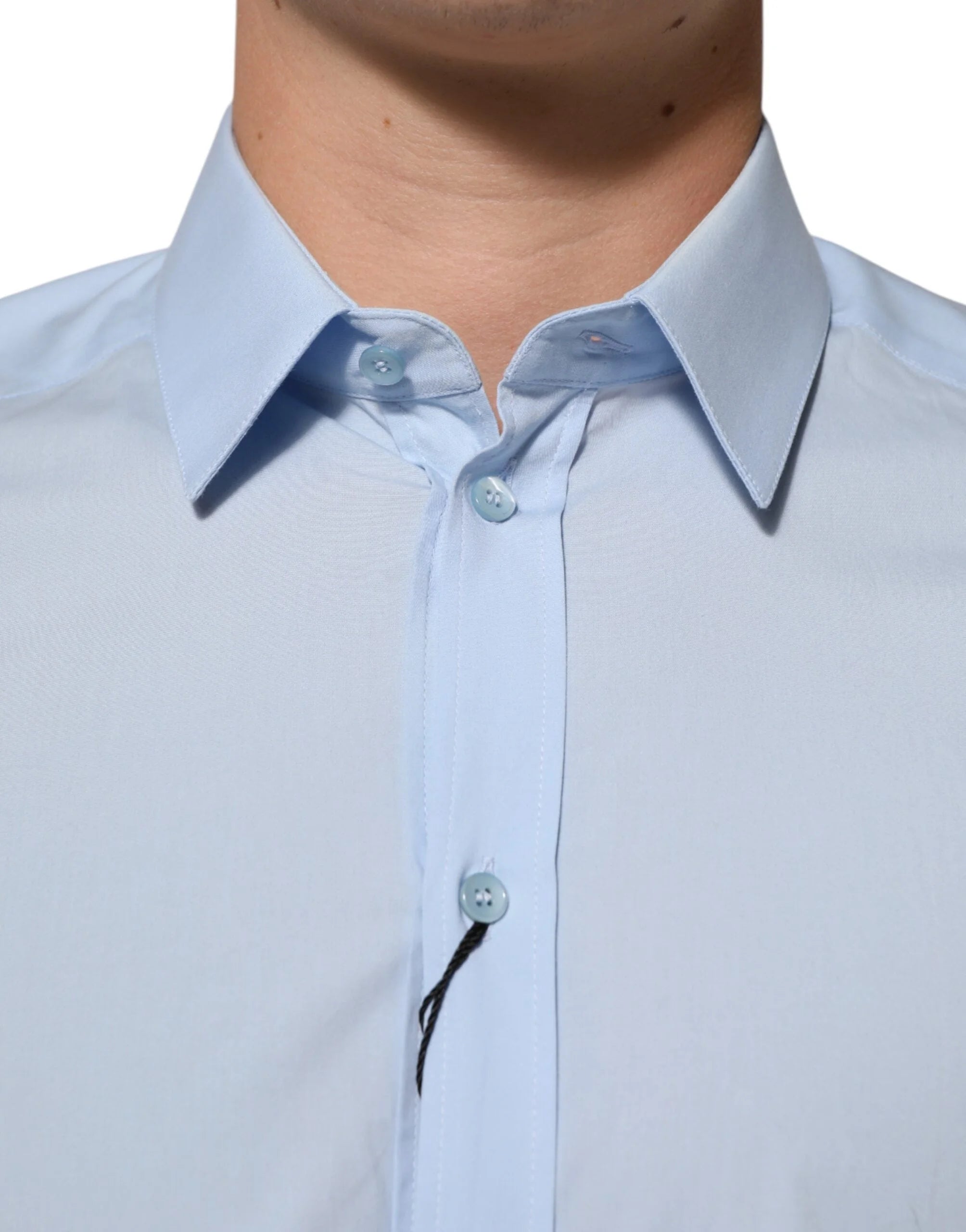 Dolce & Gabbana Light Blue Cotton GOLD Formal Men Dress Shirt - IT39 | S - Shirts