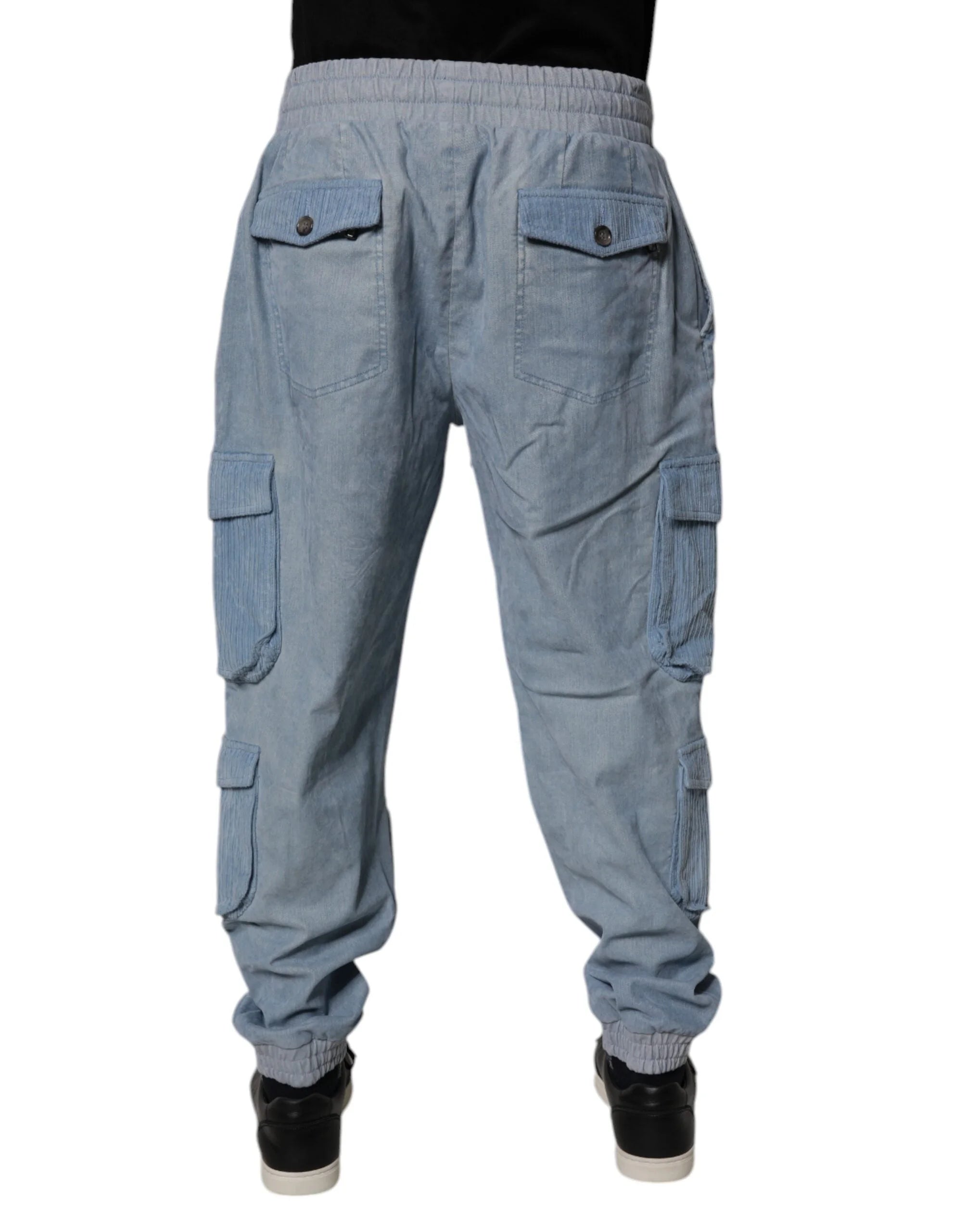 Dolce & Gabbana Light Blue Cotton Jogger Cargo Men Denim Pants - IT50 | L - Cargo Pants