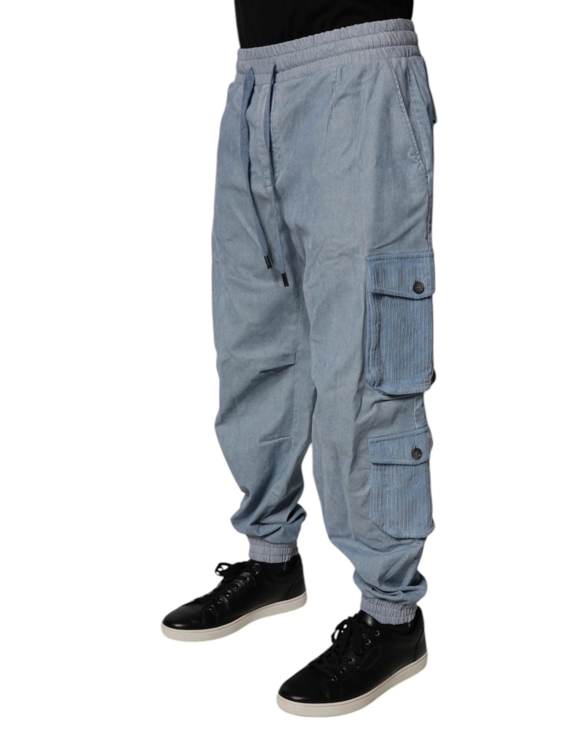 Dolce & Gabbana Light Blue Cotton Jogger Cargo Men Denim Pants - IT50 | L - Cargo Pants