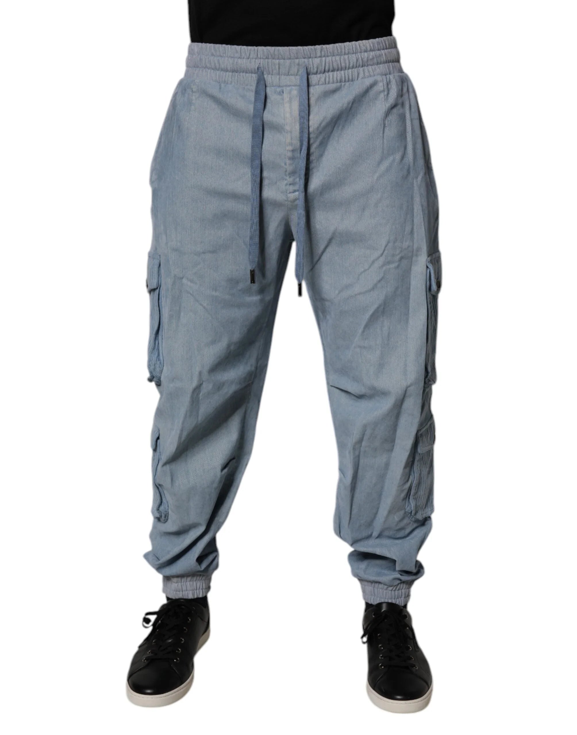 Dolce & Gabbana Light Blue Cotton Jogger Cargo Men Denim Pants - IT50 | L - Cargo Pants