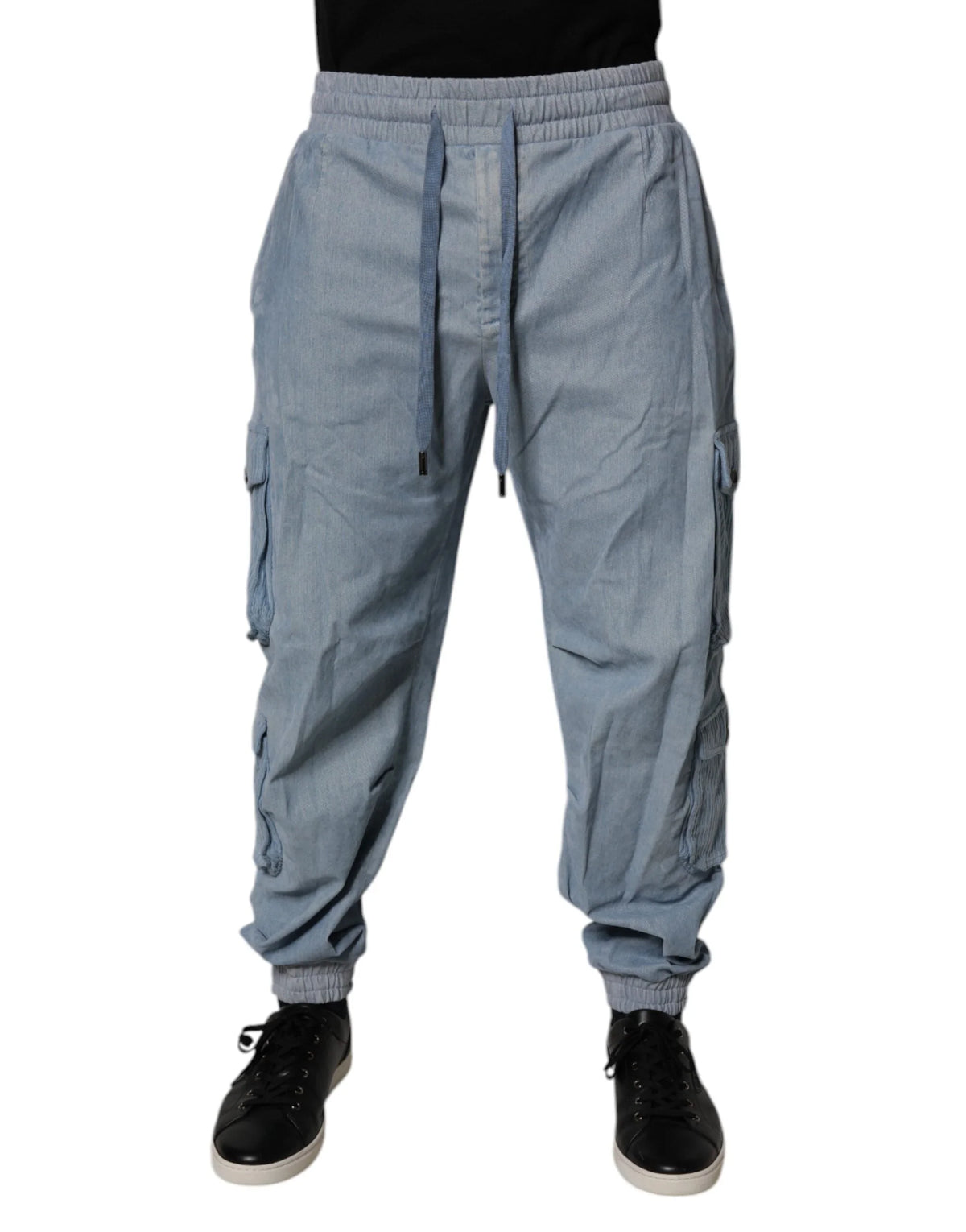 Dolce & Gabbana Light Blue Cotton Jogger Cargo Men Denim Pants - IT50 | L - Cargo Pants