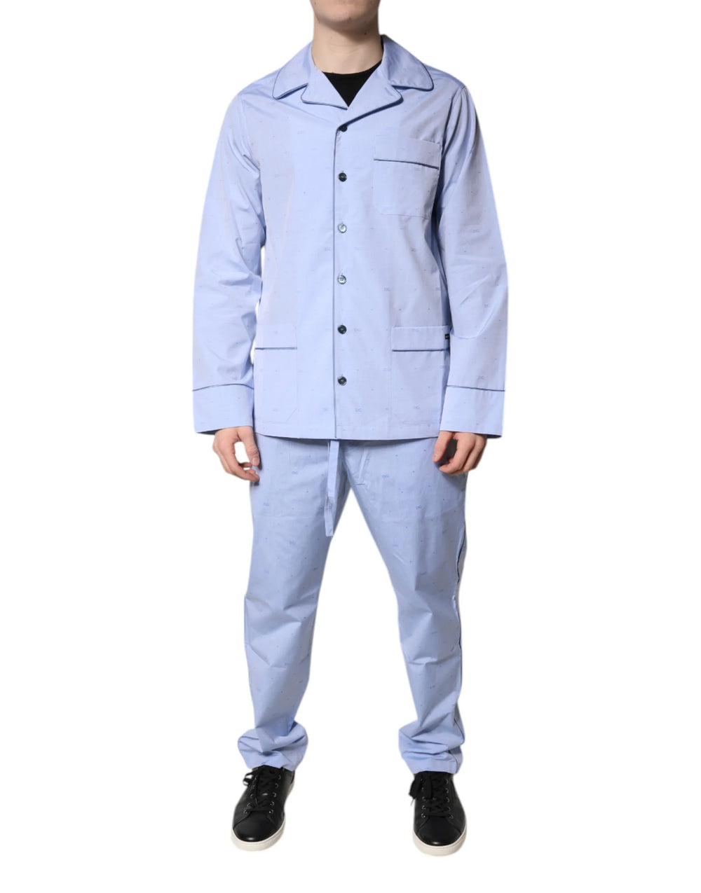 Dolce & Gabbana Light Blue DG Logo Cotton Men Pajama Set Sleepwear - Pajamas