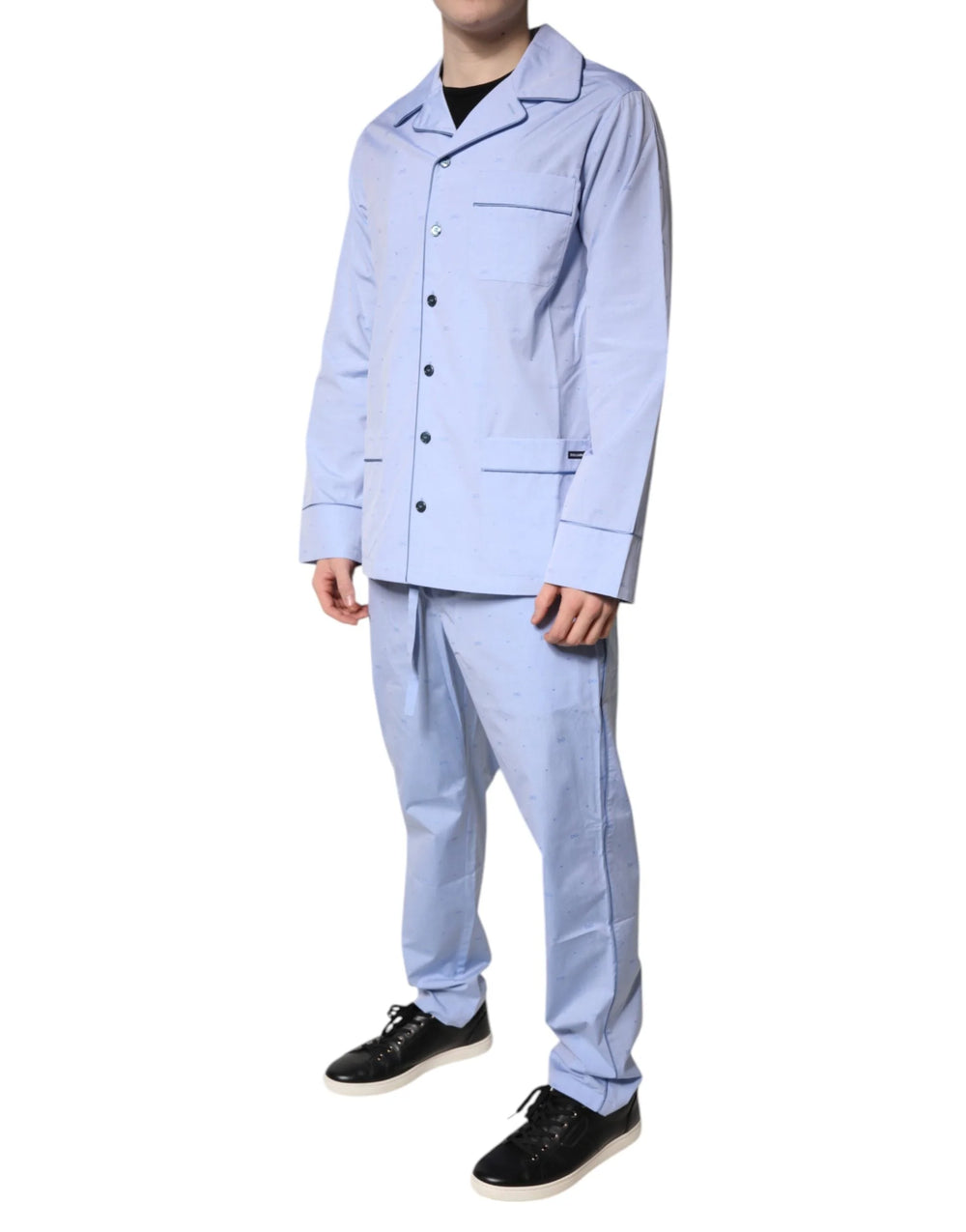 Dolce & Gabbana Light Blue DG Logo Cotton Men Pajama Set Sleepwear - Pajamas