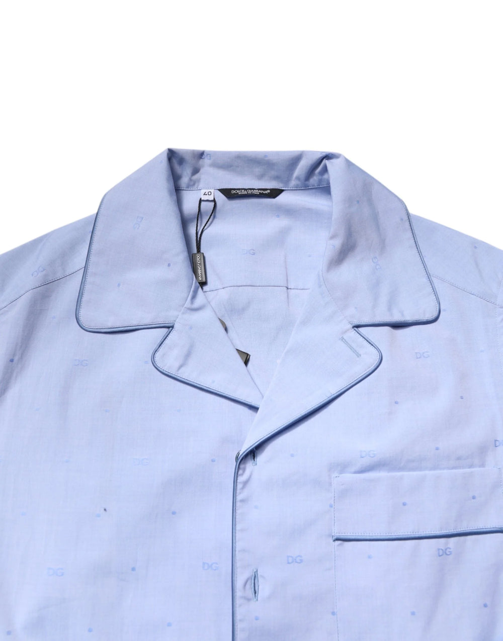 Dolce & Gabbana Light Blue DG Logo Cotton Men Pajama Set Sleepwear - Pajamas