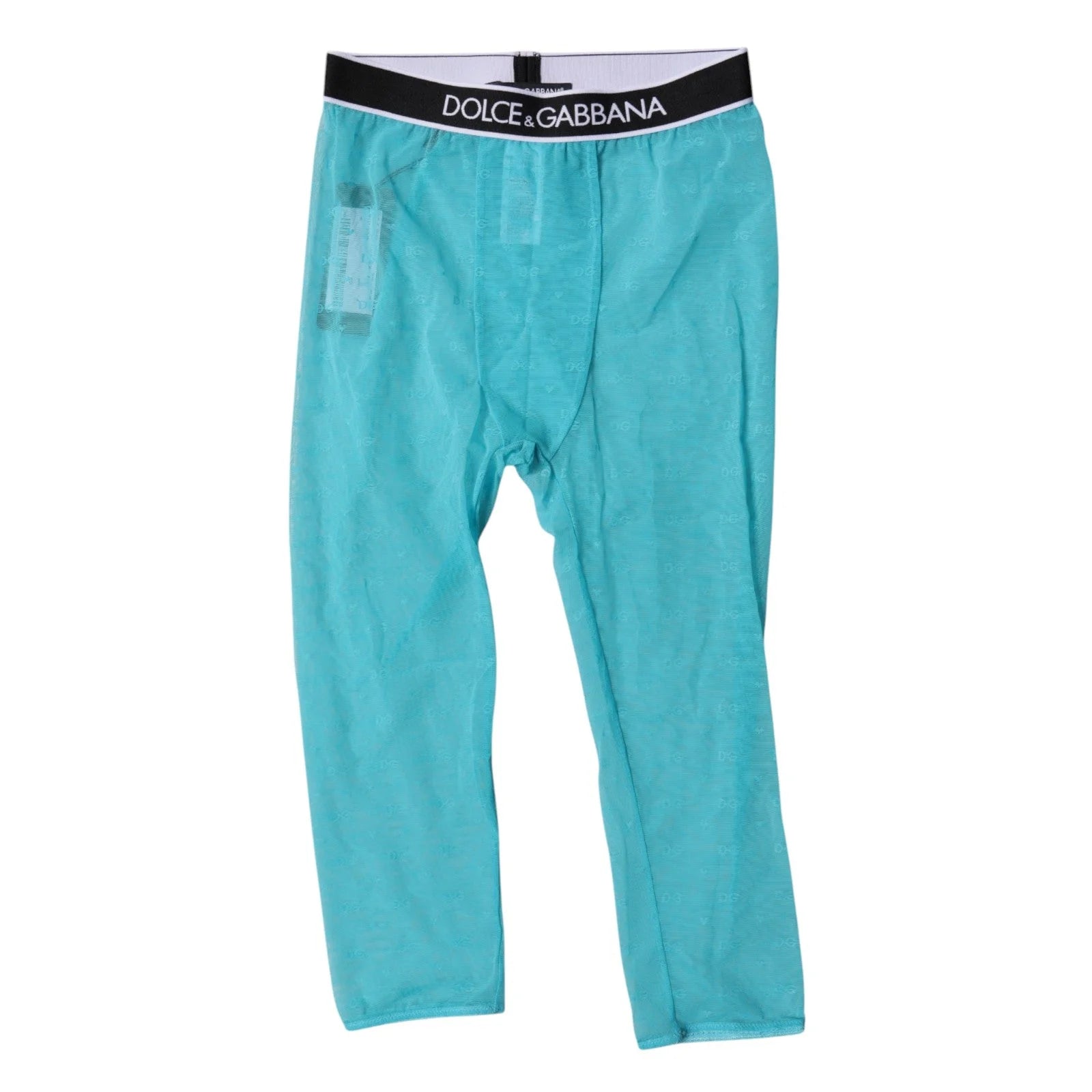 Dolce & Gabbana Light Blue DG Logo Nylon Cropped Tights Underwear - IT2 | S