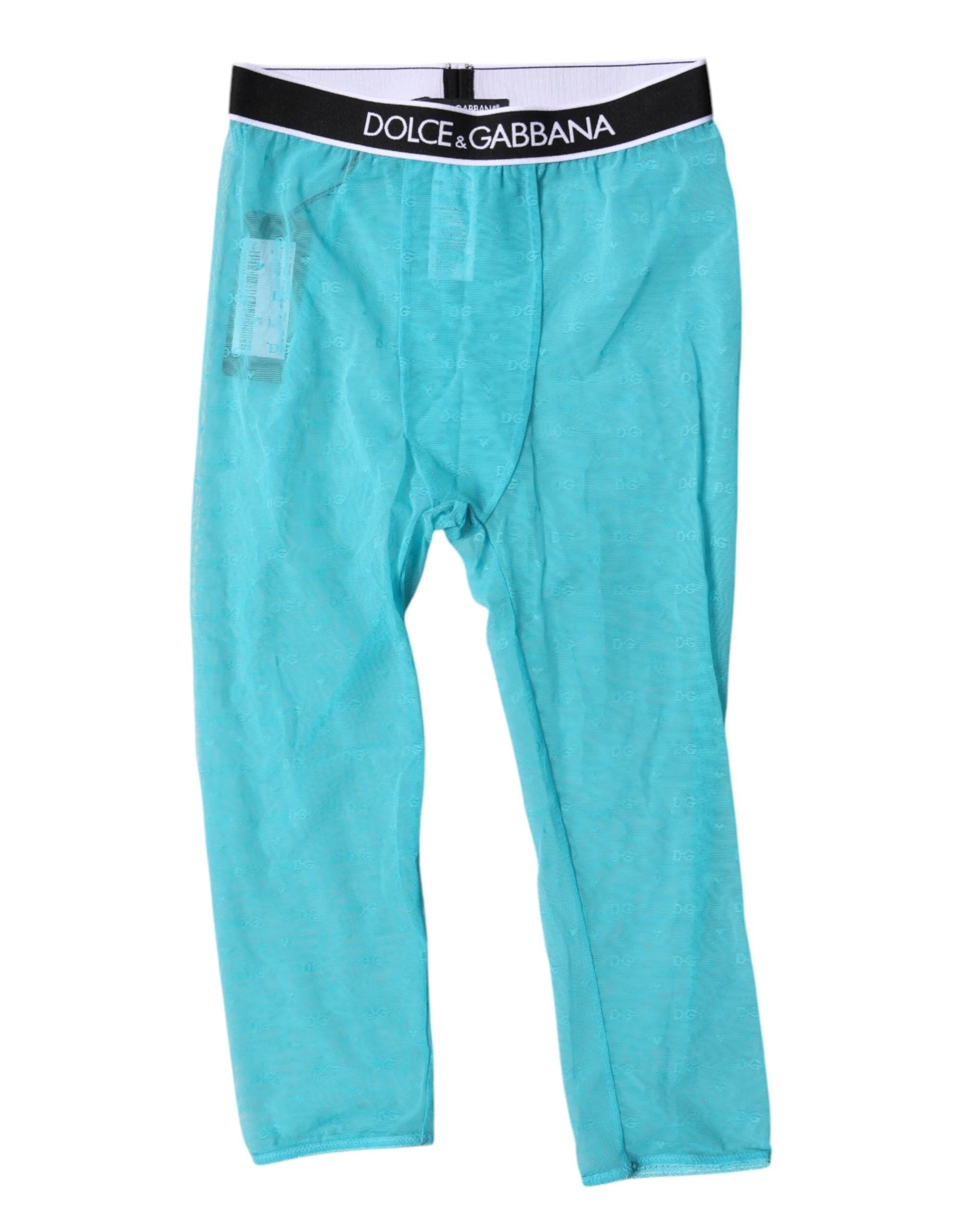 Dolce & Gabbana Light Blue DG Logo Nylon Cropped Tights Underwear - IT2 | S