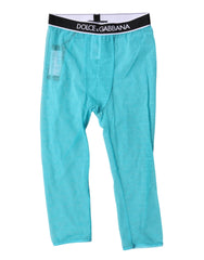 Dolce & Gabbana Light Blue DG Logo Nylon Cropped Tights Underwear - IT2 | S