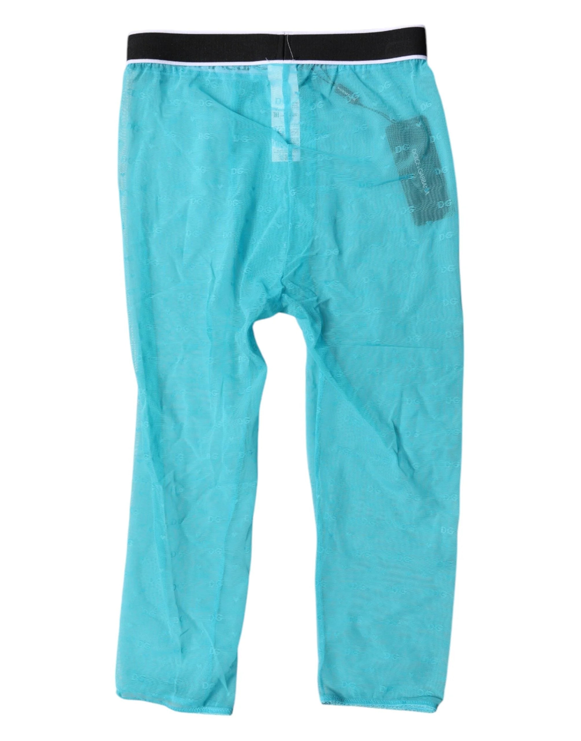 Dolce & Gabbana Light Blue DG Logo Nylon Cropped Tights Underwear - IT2 | S