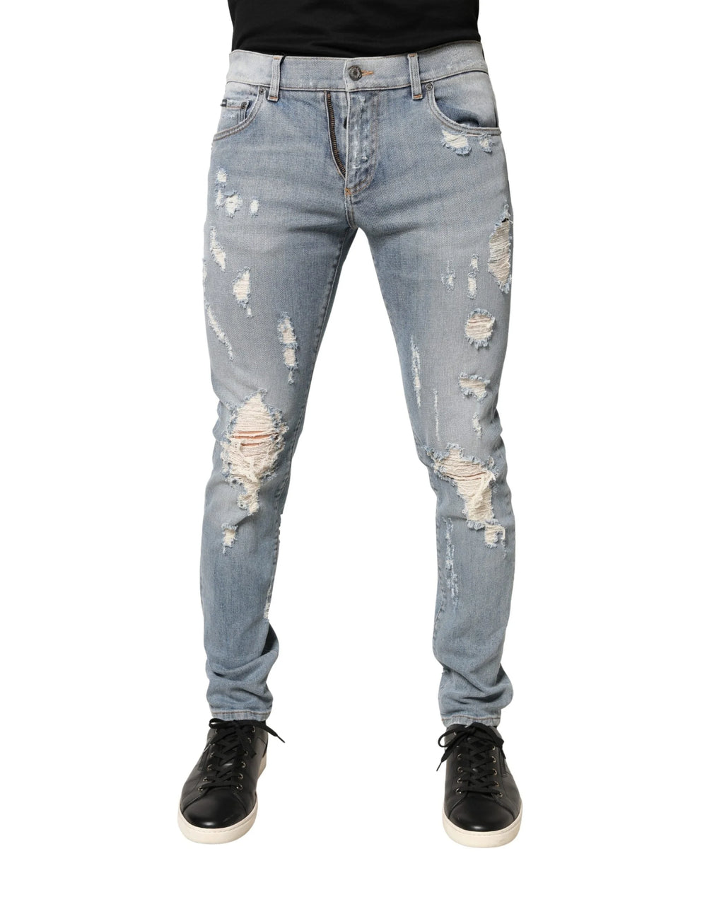 Dolce & Gabbana Light Blue Distressed Skinny Men Denim Jeans - IT50 | L