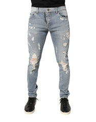 Dolce & Gabbana Light Blue Distressed Skinny Men Denim Jeans - IT50 | L