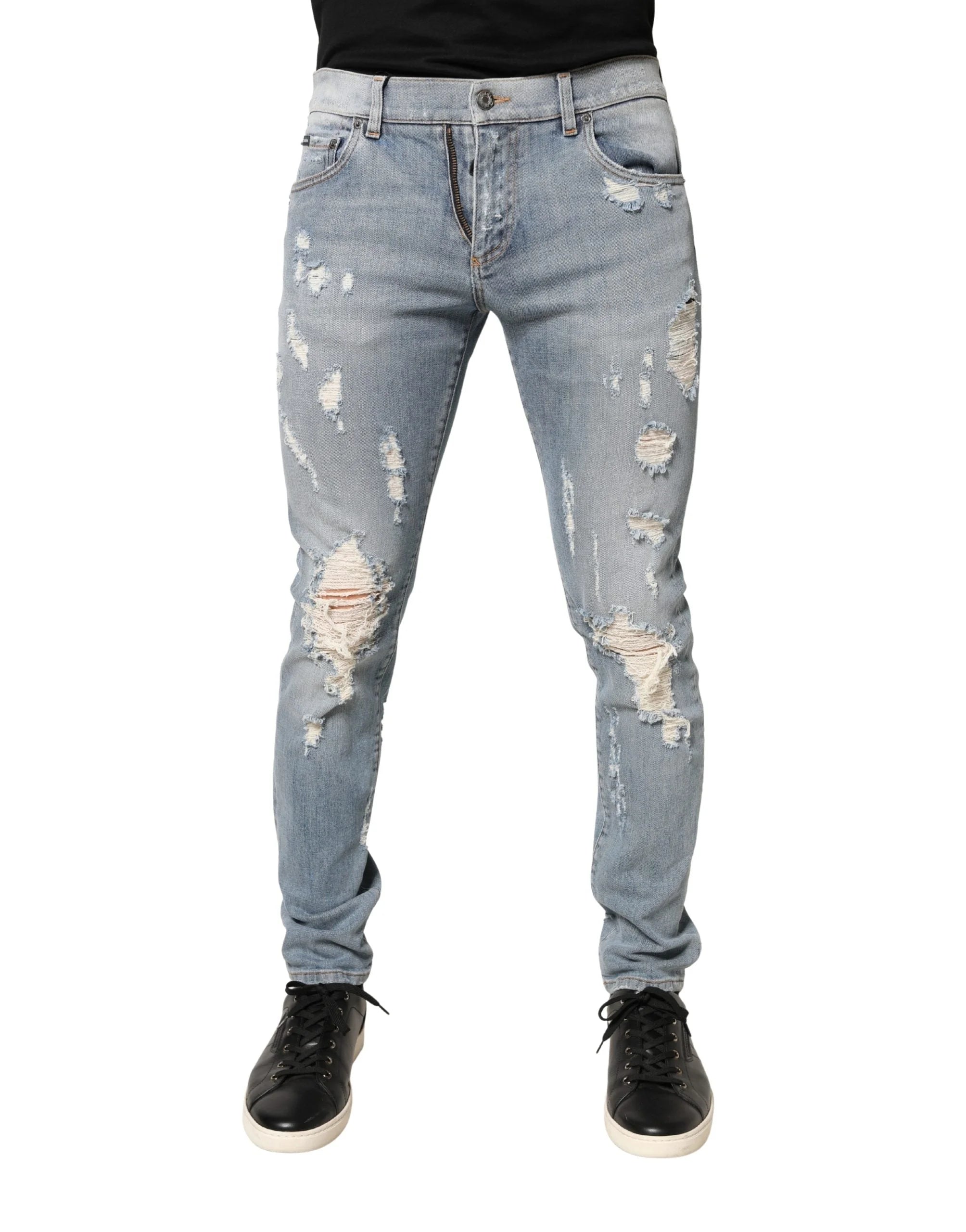 Dolce & Gabbana Light Blue Distressed Skinny Men Denim Jeans - IT50 | L