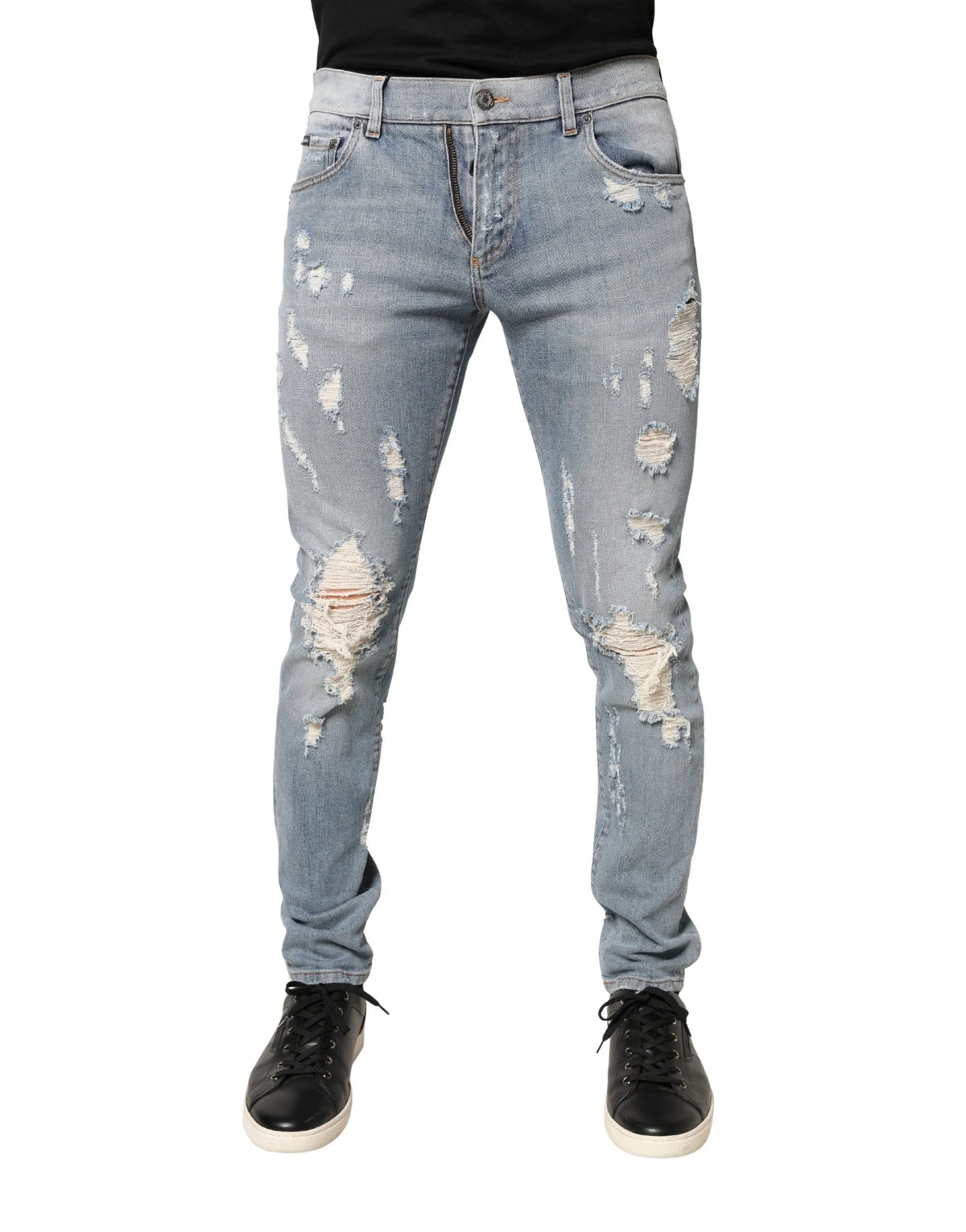 Dolce & Gabbana Light Blue Distressed Skinny Men Denim Jeans - IT50 | L