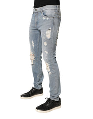 Dolce & Gabbana Light Blue Distressed Skinny Men Denim Jeans - IT50 | L