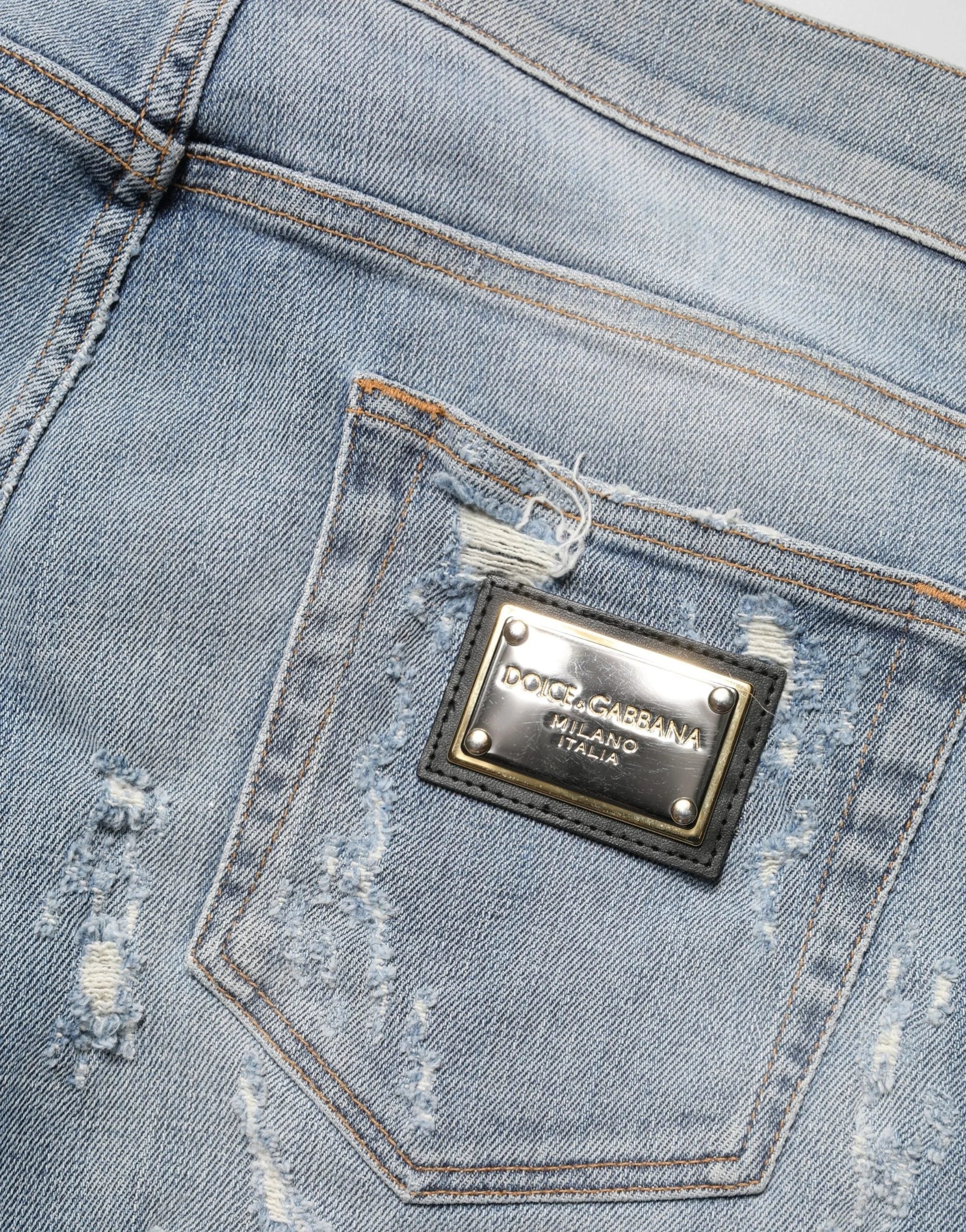 Dolce & Gabbana Light Blue Distressed Skinny Men Denim Jeans - IT50 | L