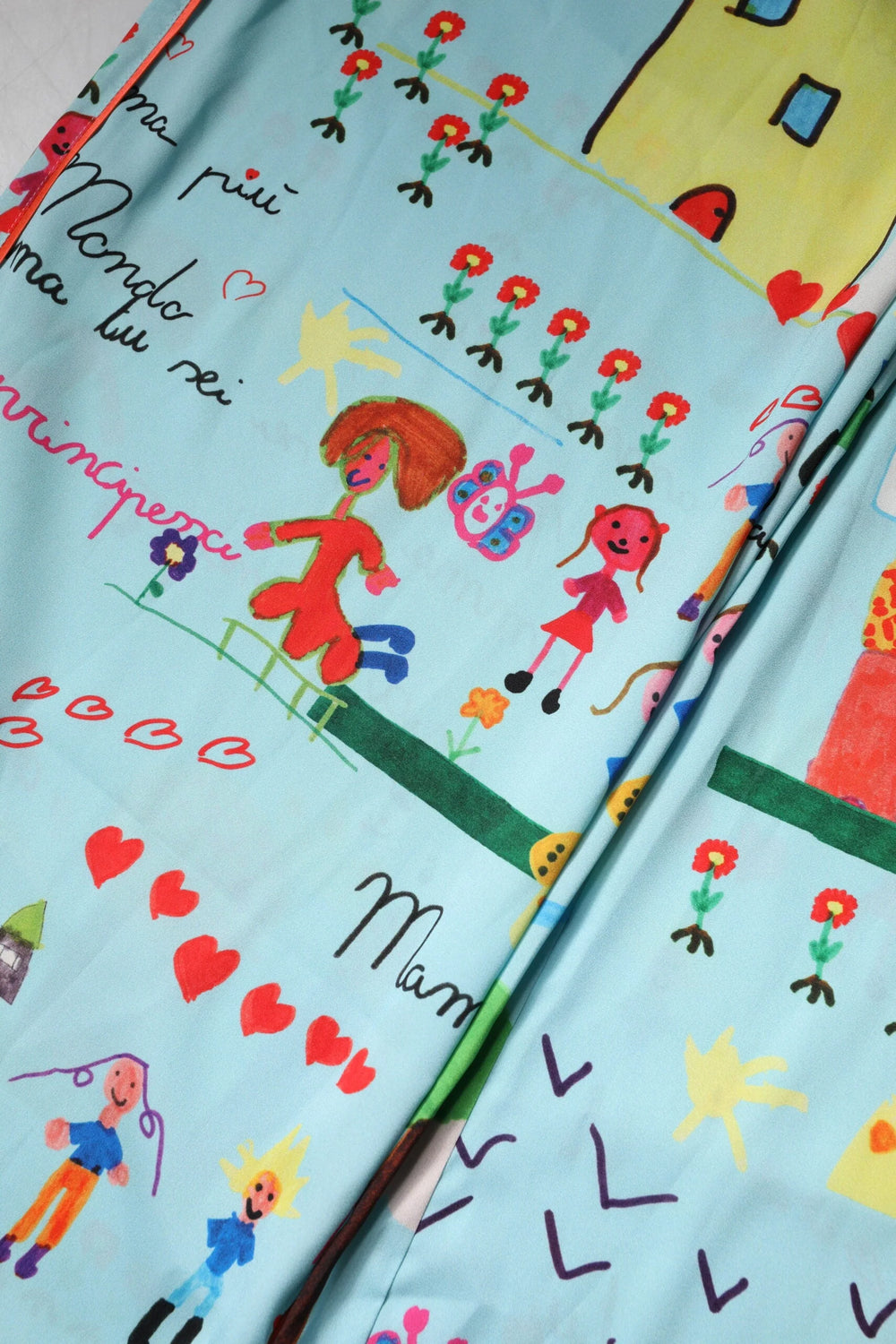 Dolce & Gabbana Light Blue Drawing Mid Waist Wide Leg Pants - IT40|S - Trousers