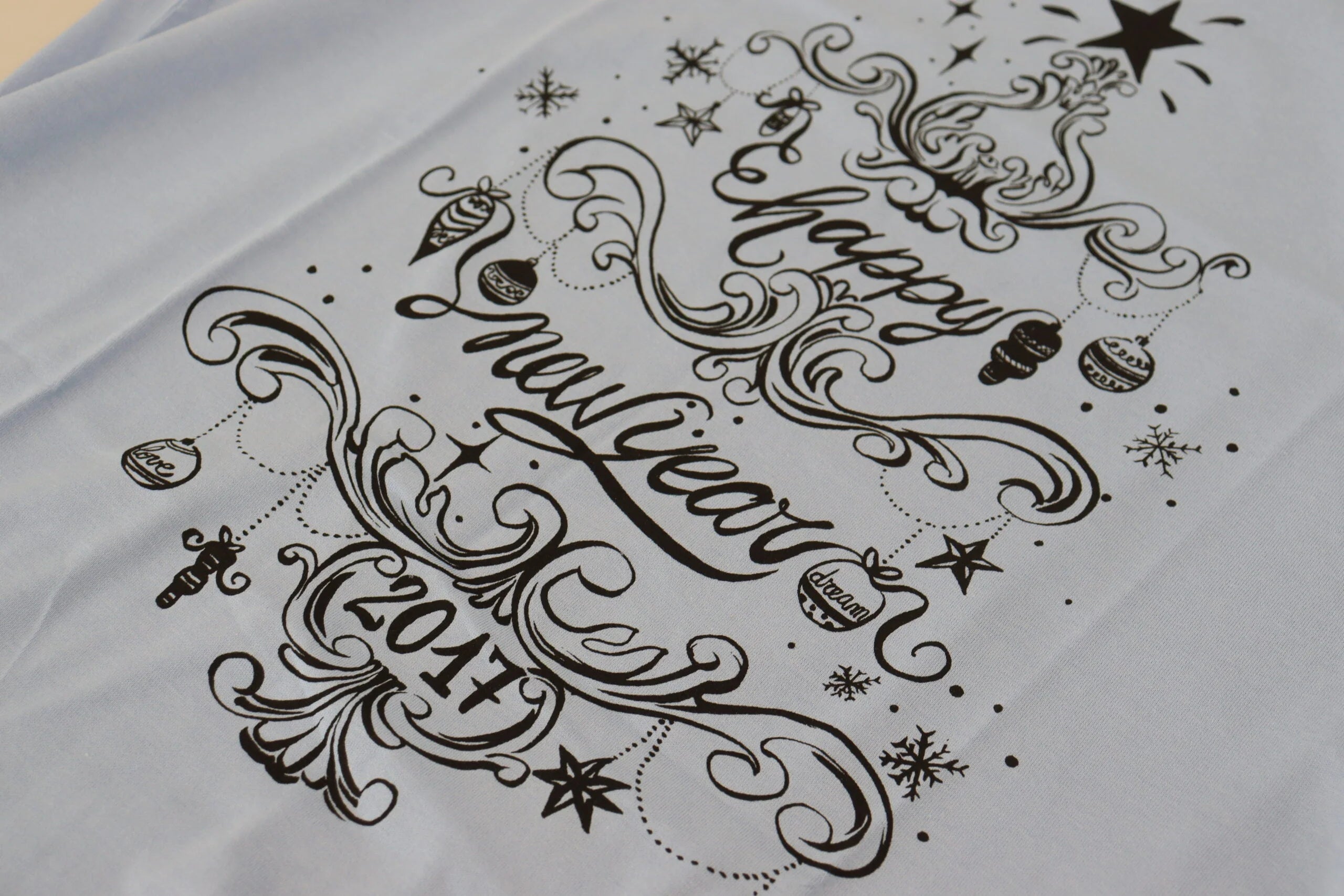 Dolce & Gabbana Light Blue Happy New Year 2017 Cotton T-shirt - IT50 | L - T-Shirts