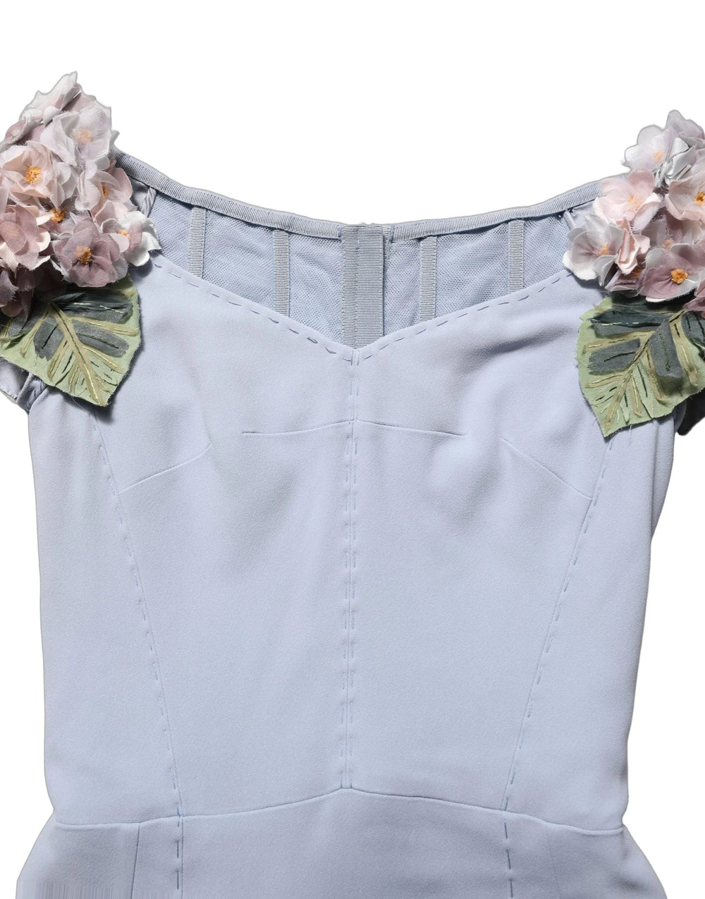Dolce & Gabbana Light Blue Hydrangea Embellished Cap Sleeve Dress - IT38 | XS
