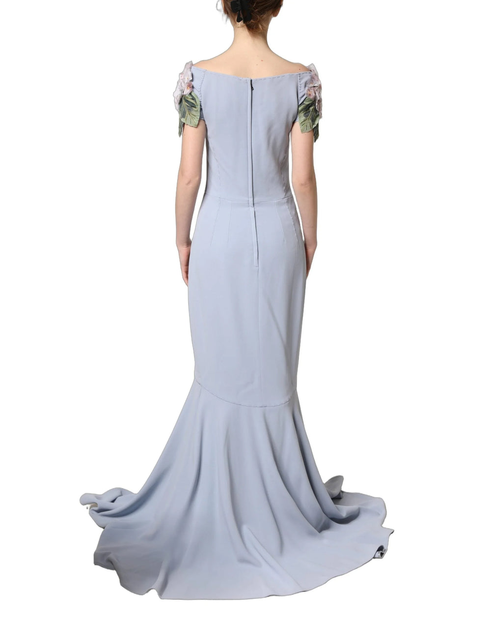 Dolce & Gabbana Light Blue Hydrangea Embellished Cap Sleeve Dress - IT38 | XS