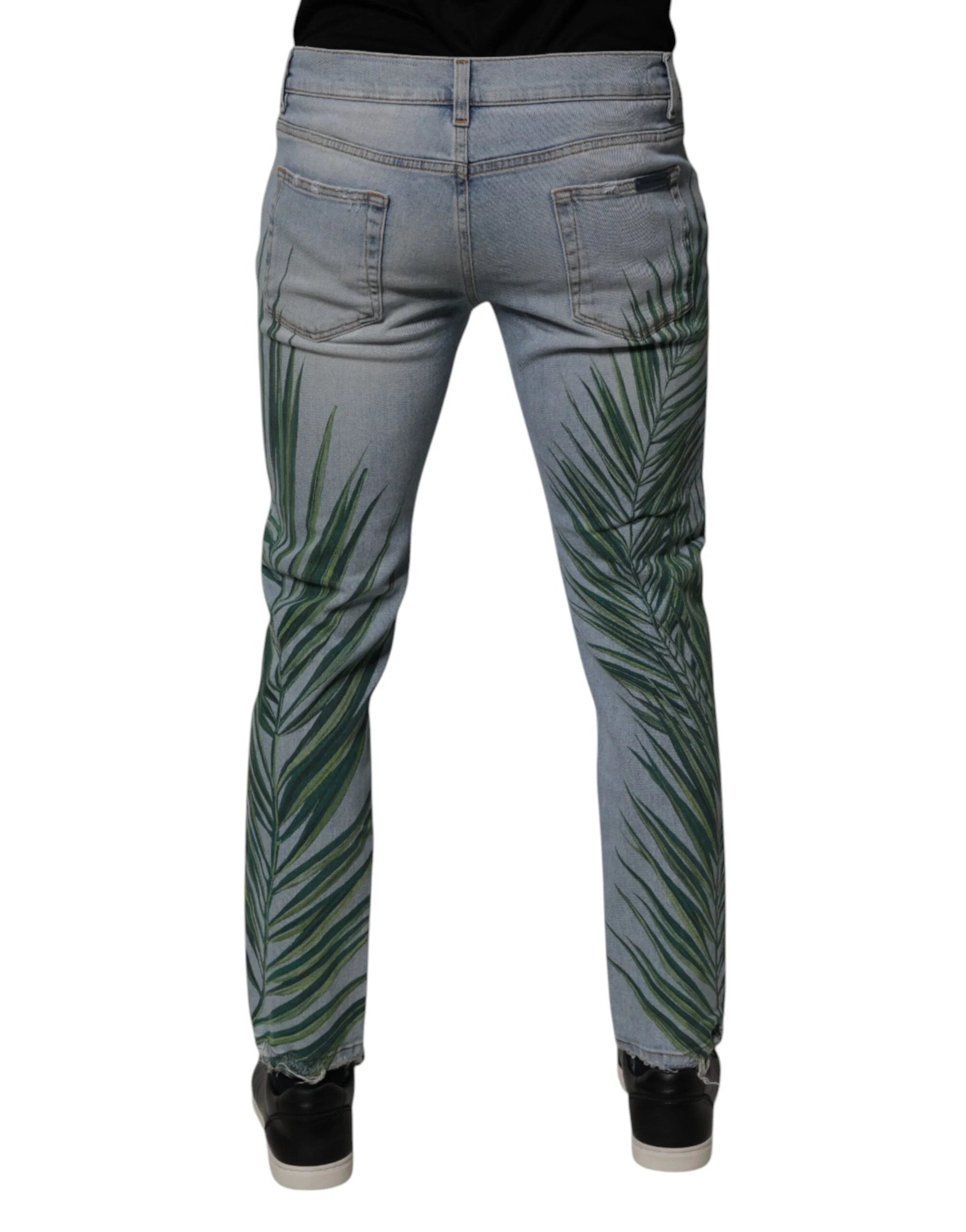 Dolce & Gabbana Light Blue Leaf Cotton Classic Men Denim Jeans - IT48 | M