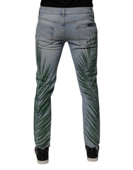Dolce & Gabbana Light Blue Leaf Cotton Classic Men Denim Jeans - IT48 | M