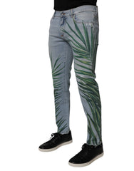 Dolce & Gabbana Light Blue Leaf Cotton Classic Men Denim Jeans - IT48 | M