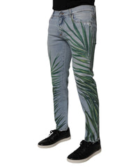 Dolce & Gabbana Light Blue Leaf Cotton Classic Men Denim Jeans - IT48 | M