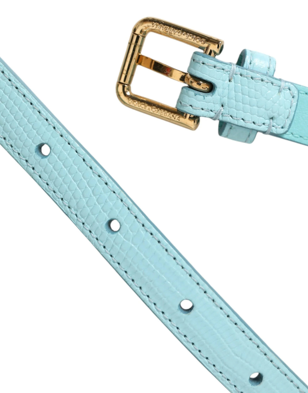 Dolce & Gabbana Light Blue Leather Crystal Chain Waist Belt - 85 cm / 34 Inches - Belts