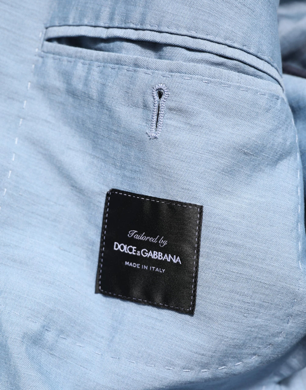 Dolce & Gabbana Light Blue Linen Double Breasted Men Jacket Blazer - IT52 | L - Sport Jackets