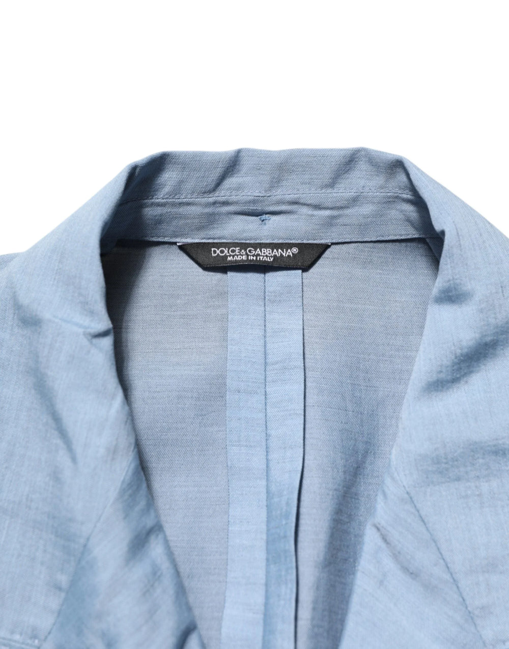 Dolce & Gabbana Light Blue Linen Double Breasted Men Jacket Blazer - IT52 | L - Sport Jackets