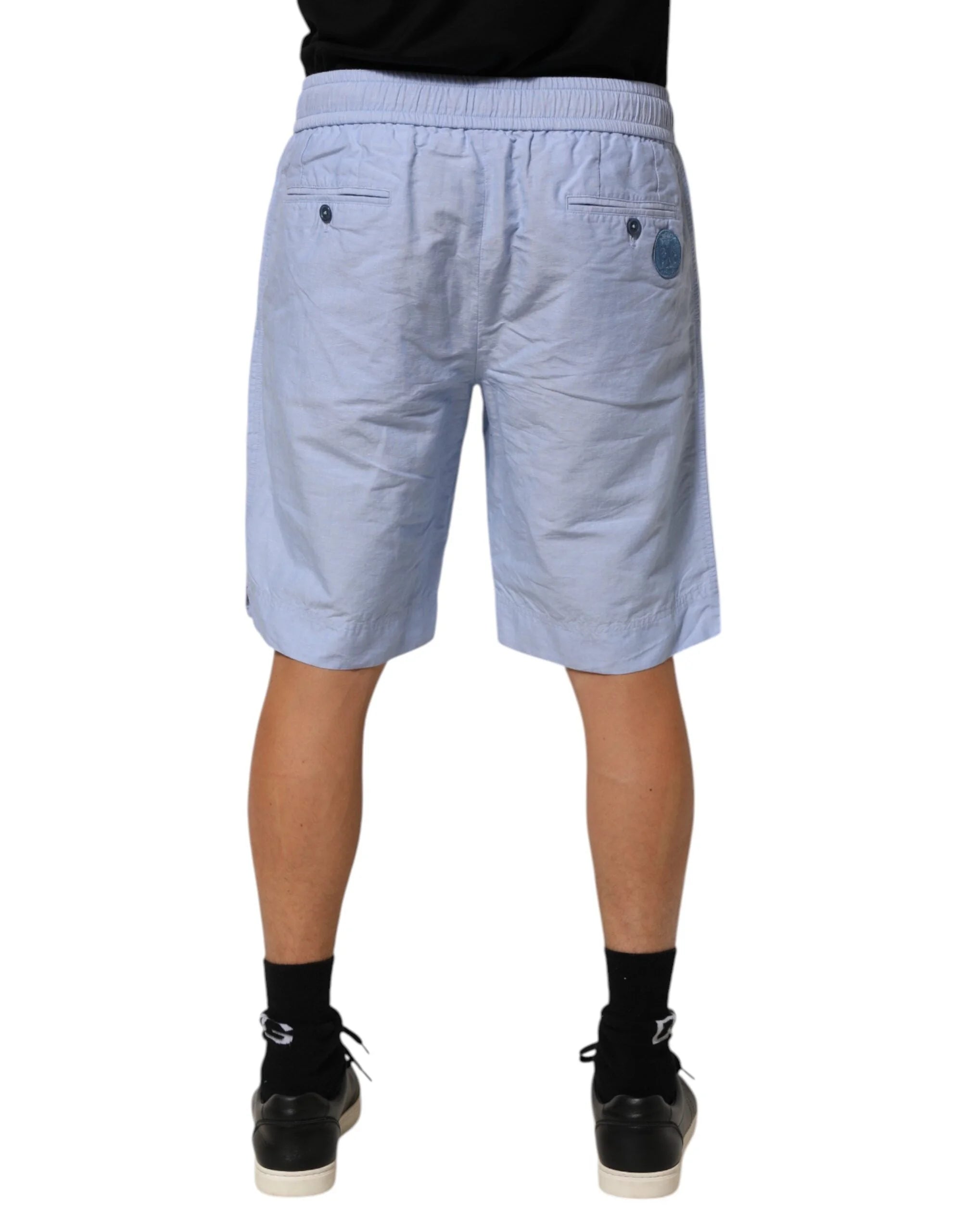 Dolce & Gabbana Light Blue Linen Mid Waist Men Bermuda Shorts - Bermudas