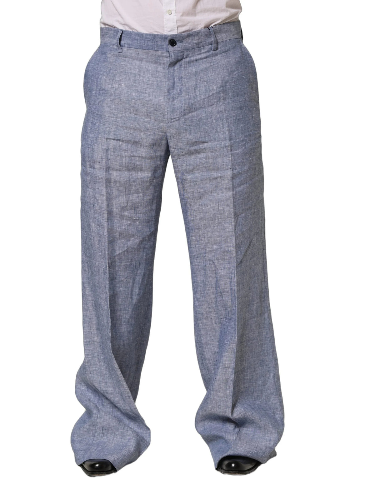 Dolce & Gabbana Light Blue Linen Straight Dress Trouser Pants - IT48 | M