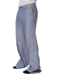 Dolce & Gabbana Light Blue Linen Straight Dress Trouser Pants - IT48 | M