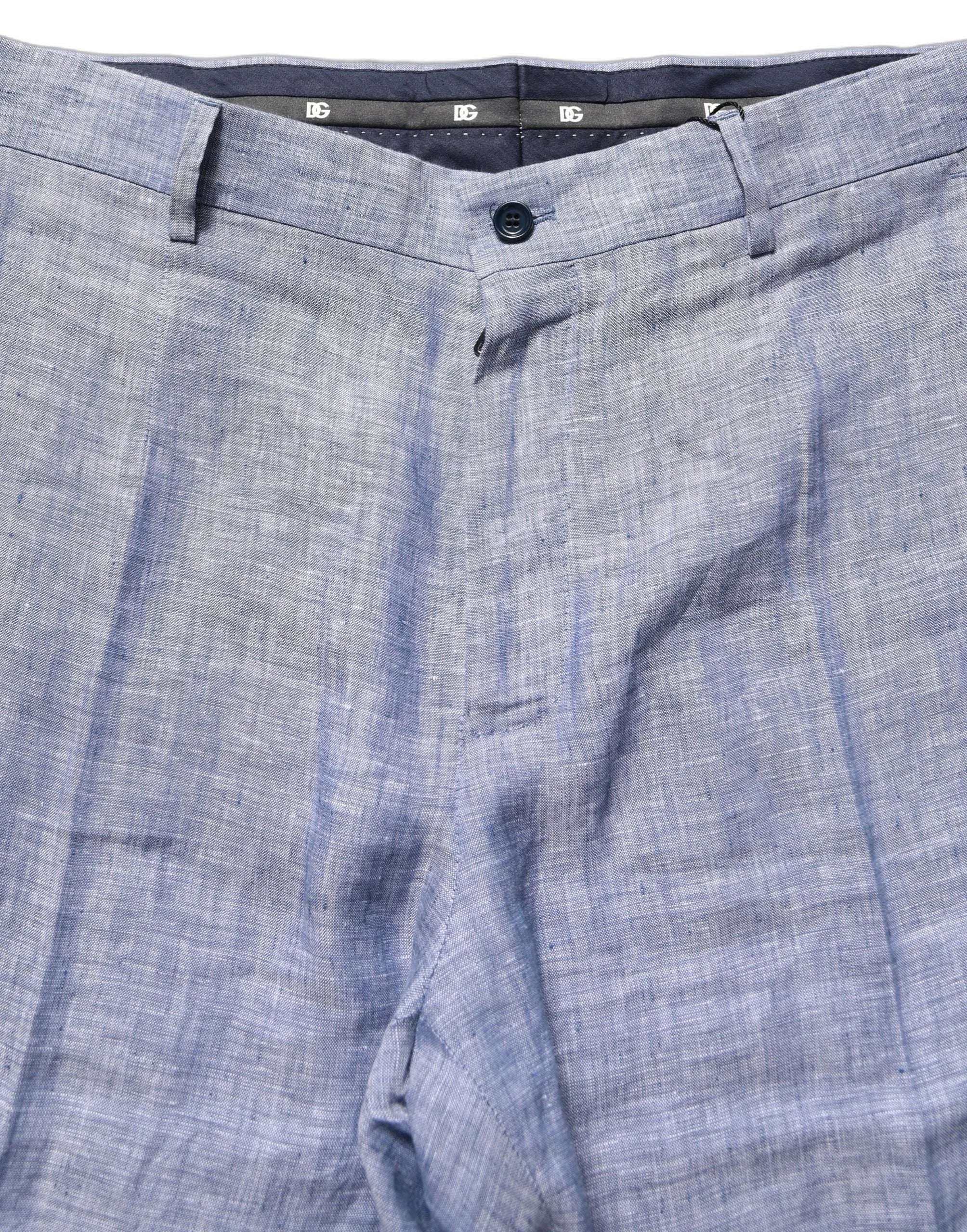 Dolce & Gabbana Light Blue Linen Straight Dress Trouser Pants - IT48 | M