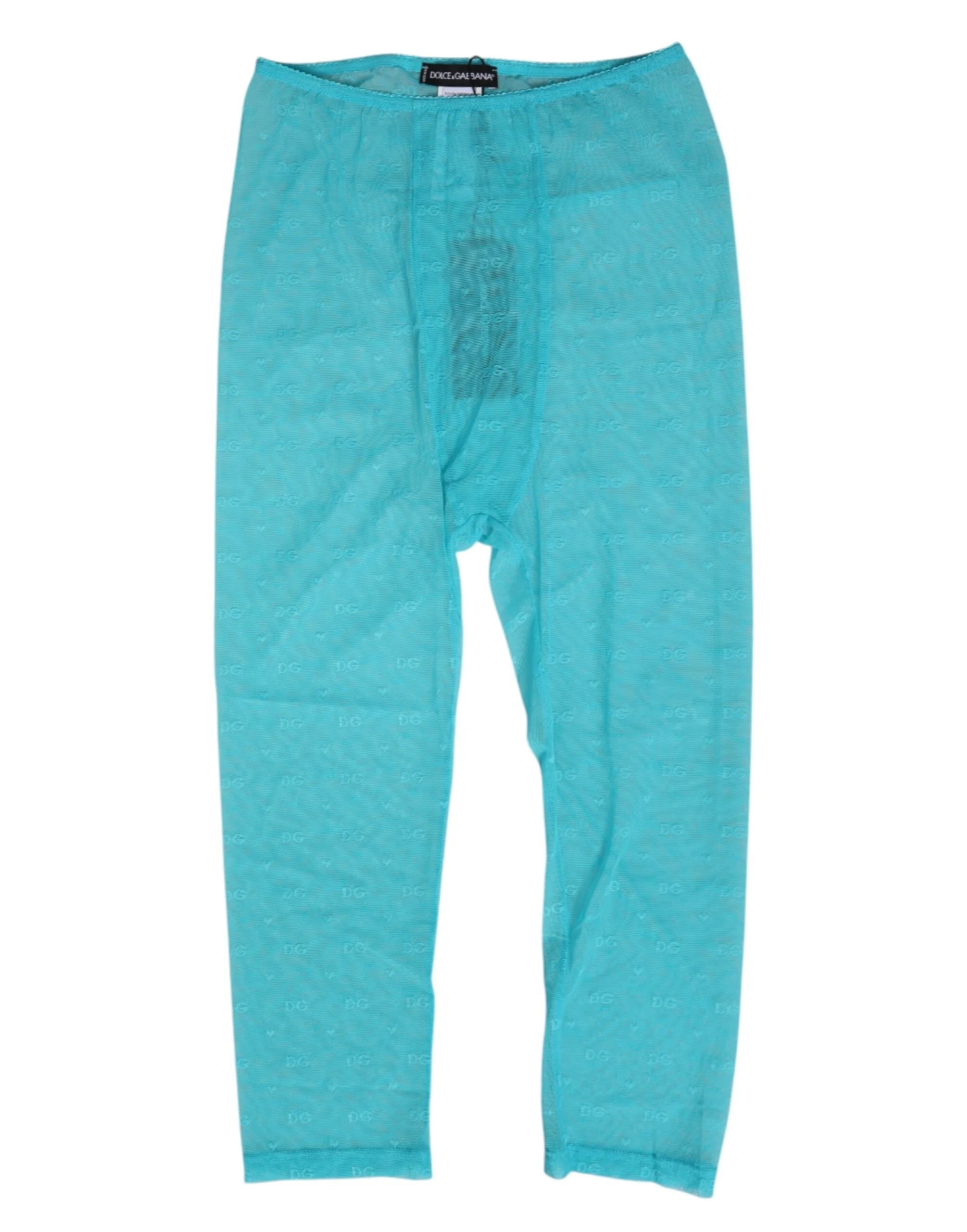 Dolce & Gabbana Light Blue Logo Lace Tight Midi Trouser Underwear - IT2 | S