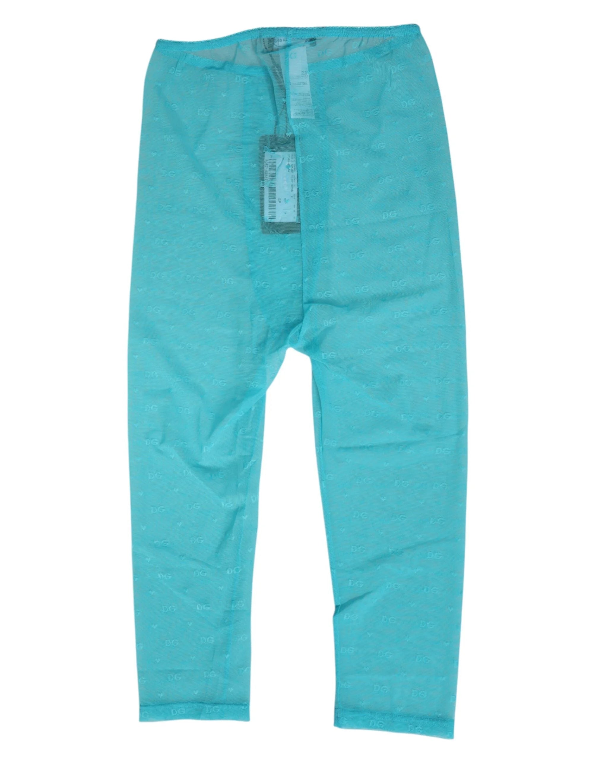 Dolce & Gabbana Light Blue Logo Lace Tight Midi Trouser Underwear - IT2 | S - Women’s Underpants