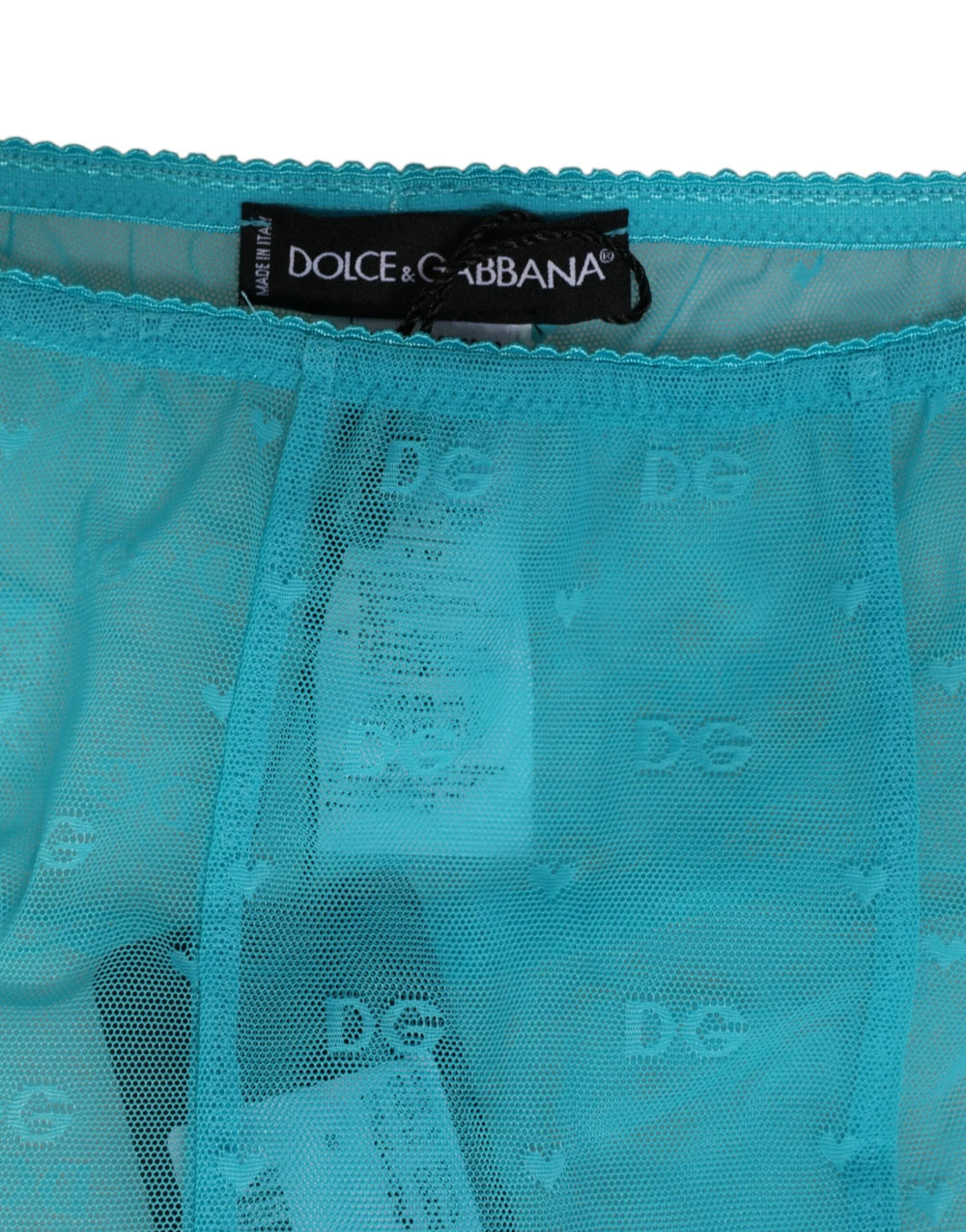 Dolce & Gabbana Light Blue Nylon Logo Lace Leggings Pants Underwear - IT2 | S - Hosiery