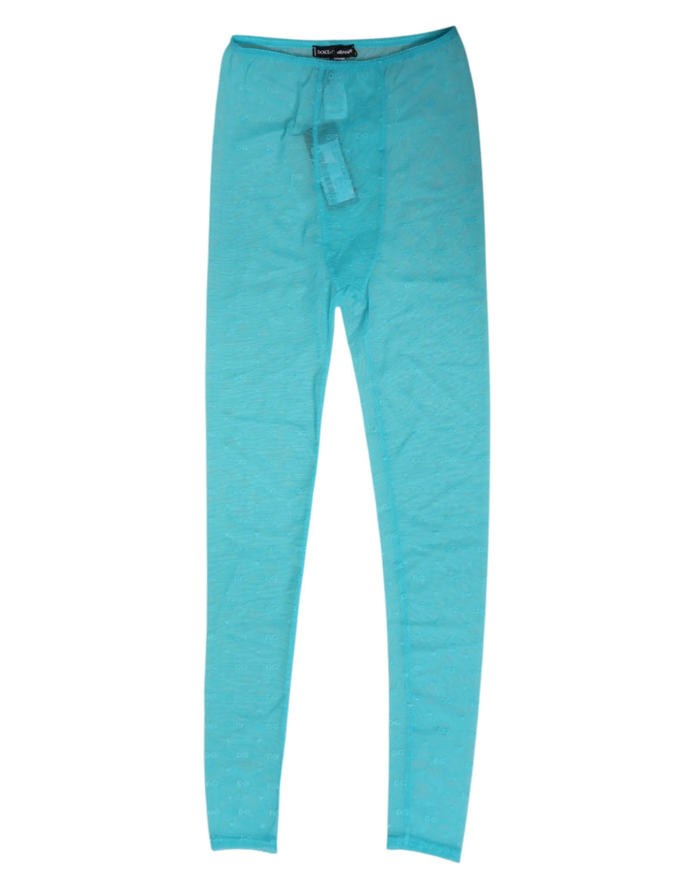 Dolce & Gabbana Light Blue Nylon Logo Lace Leggings Pants Underwear - IT2 | S - Hosiery