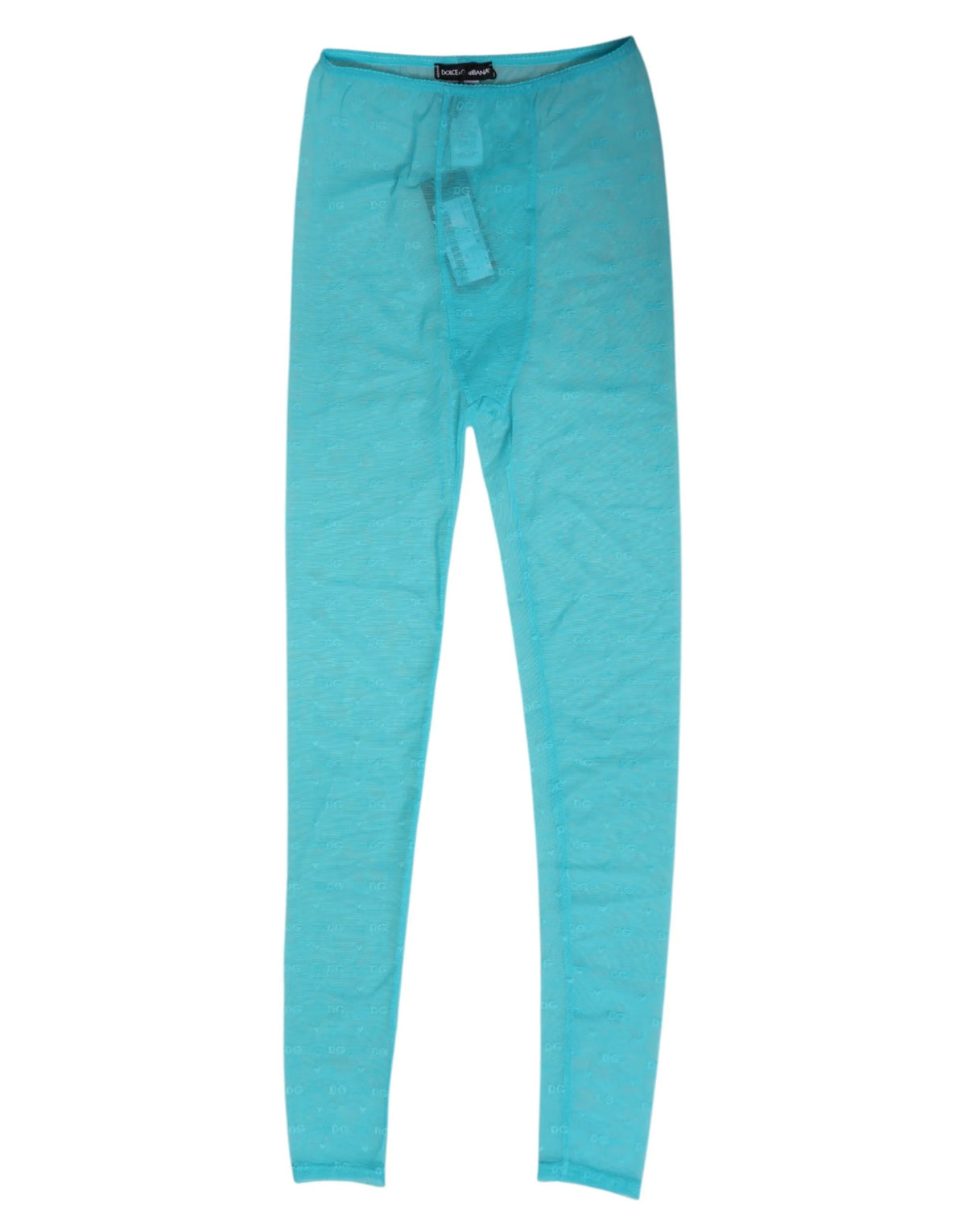 Dolce & Gabbana Light Blue Nylon Logo Lace Leggings Pants Underwear - IT2 | S - Hosiery