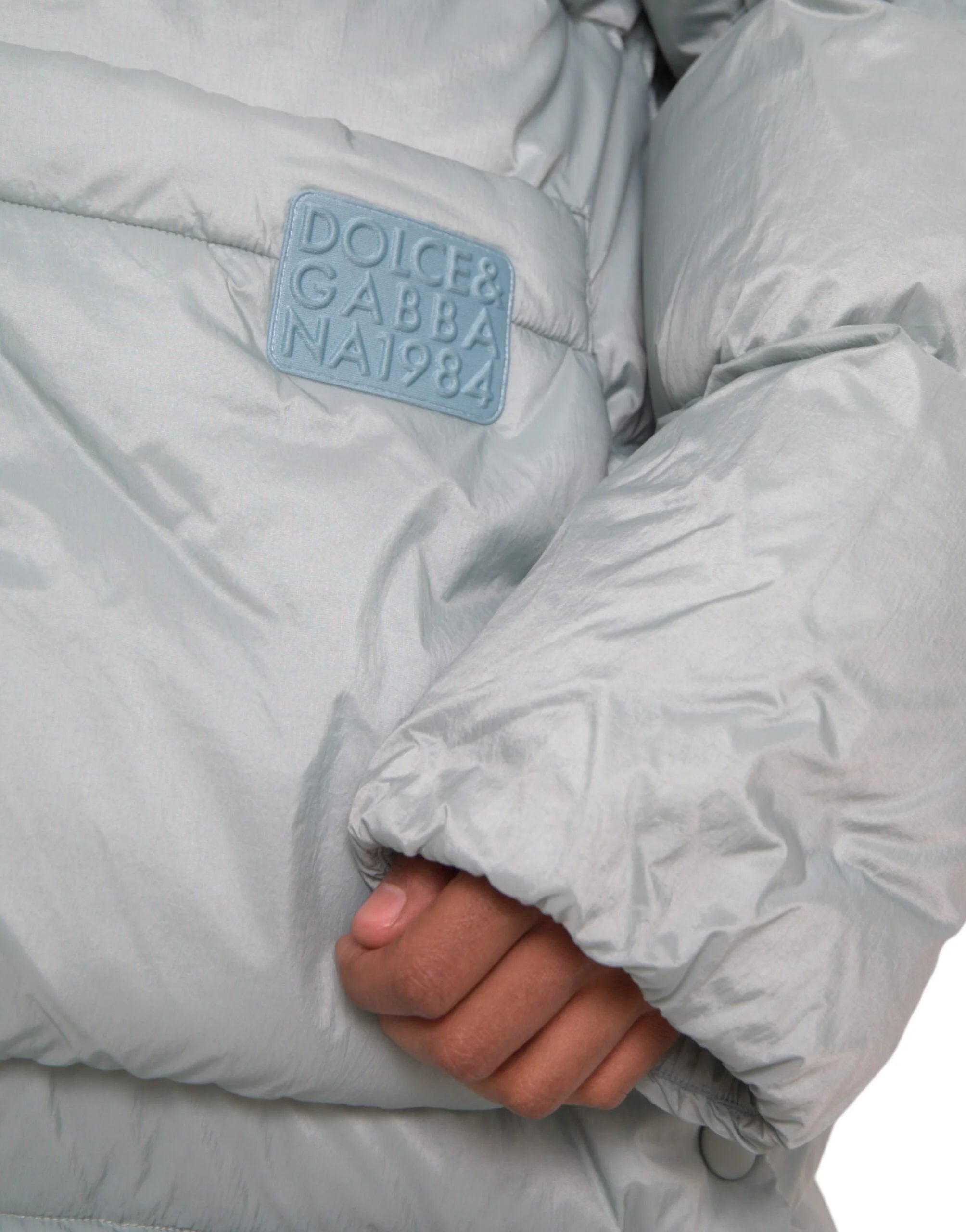 Dolce & Gabbana Light Blue Quilted Hooded Puffer Jacket Men - IT50 | L - Puffer Jackets