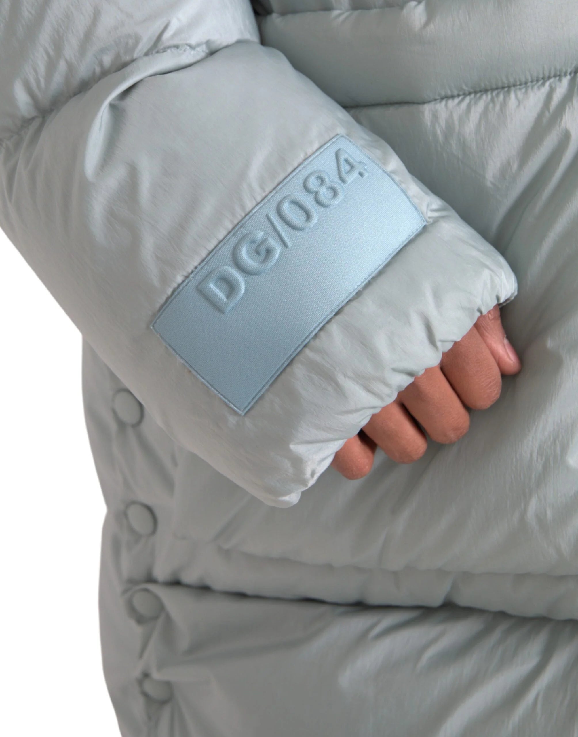 Dolce & Gabbana Light Blue Quilted Hooded Puffer Jacket Men - IT50 | L - Puffer Jackets