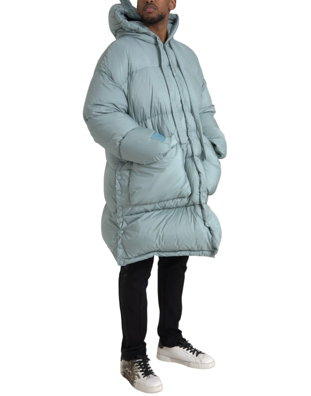 Dolce & Gabbana Light Blue Quilted Hooded Puffer Jacket Men - IT50 | L - Puffer Jackets