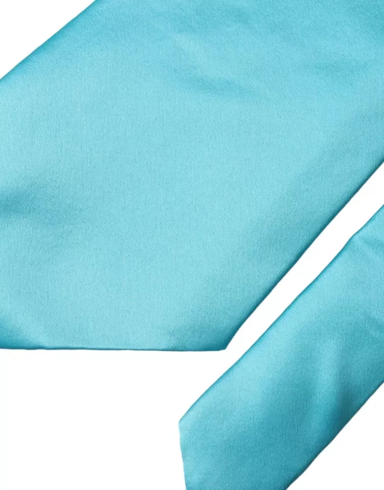 Dolce & Gabbana Light Blue Satin Silk Wide Adjustable Men Tie - Neckties