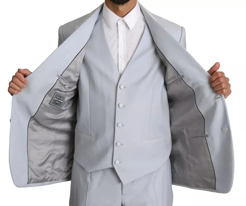 Dolce & Gabbana Light Blue SICILIA Wool 3 Piece Suit - IT52 | XL - Suits