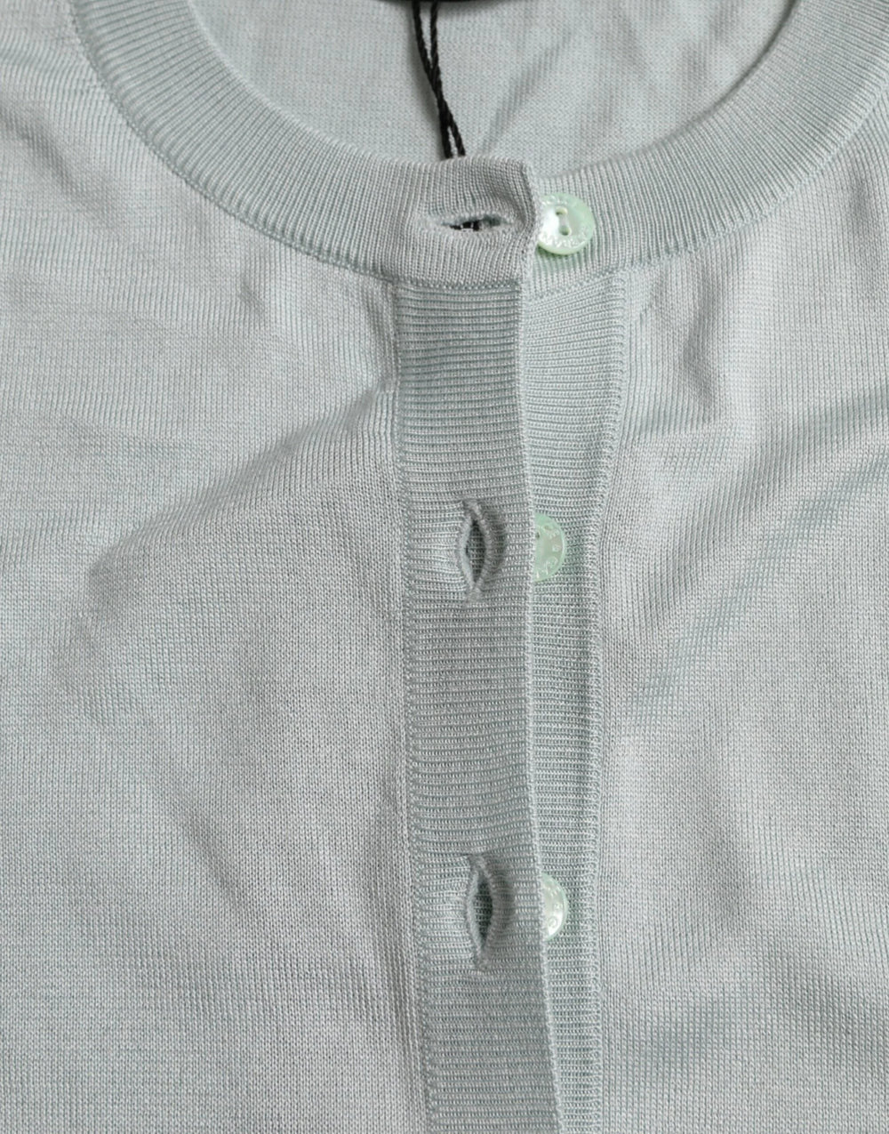 Dolce & Gabbana Light Blue Silk Crew Neck Cardigan Sweater - Cardigans