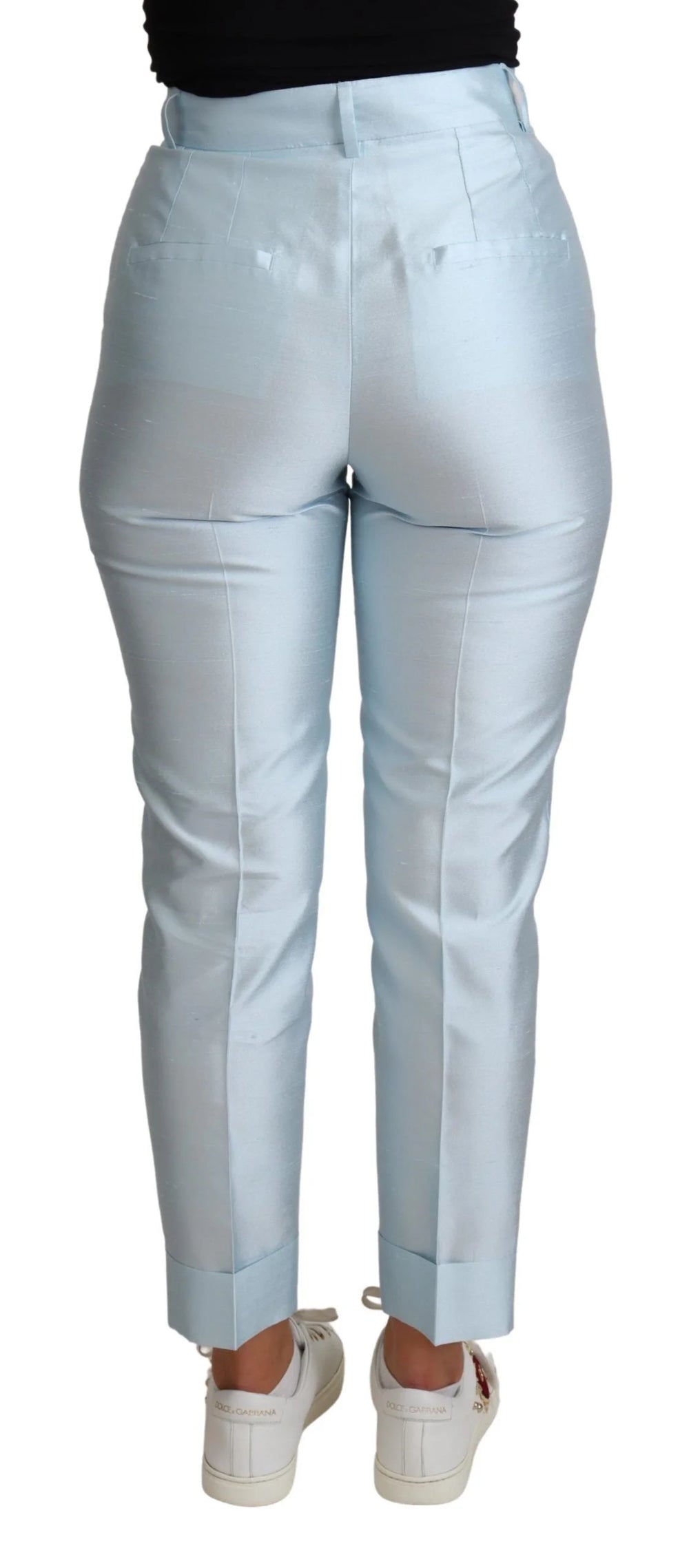 Dolce & Gabbana Light Blue Silk Cropped Tapered Trouser Pants - IT38|XS - Trousers