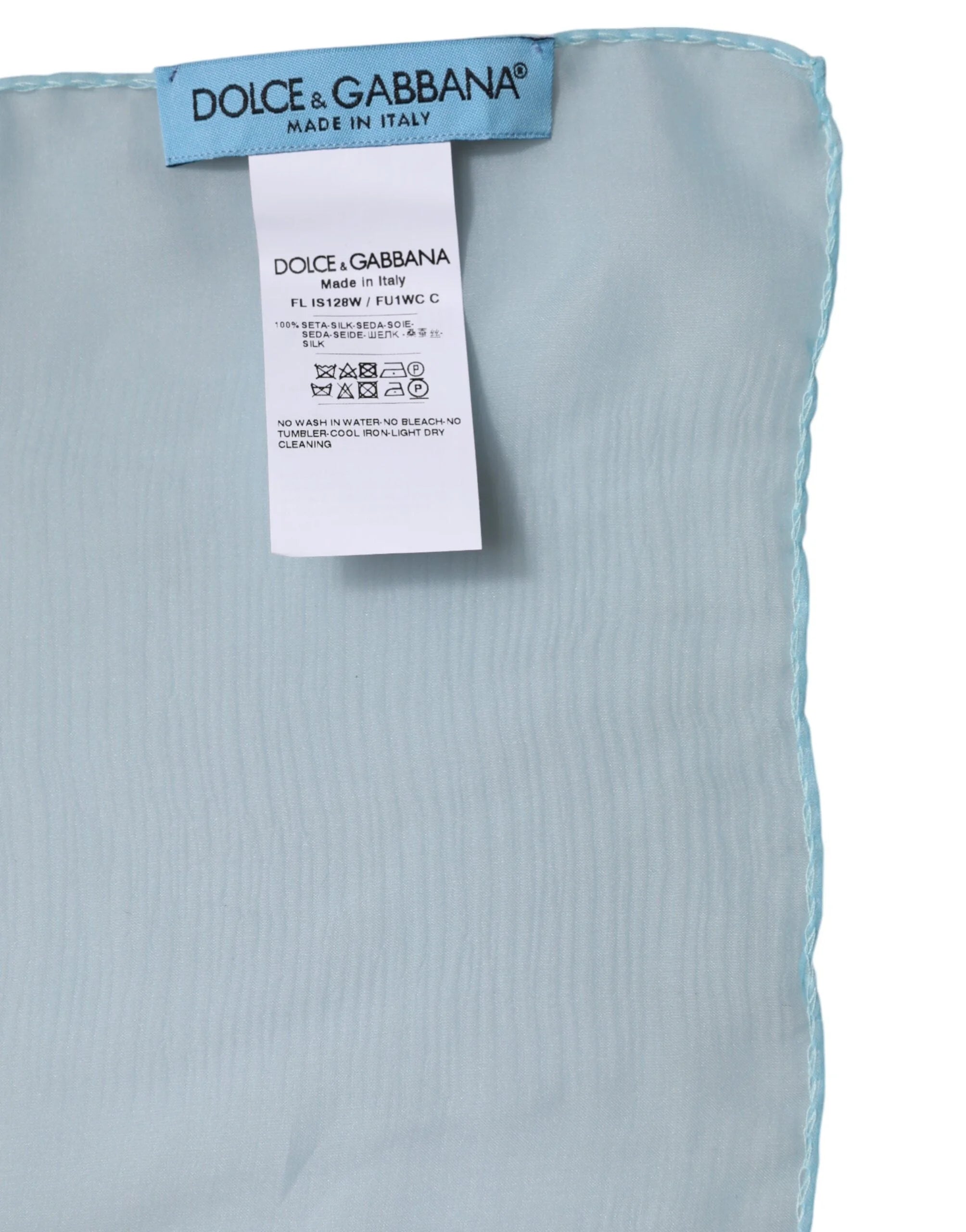 Dolce & Gabbana Light Blue Silk Rectangle Wrap Shawl Scarf - Scarves & Shawls