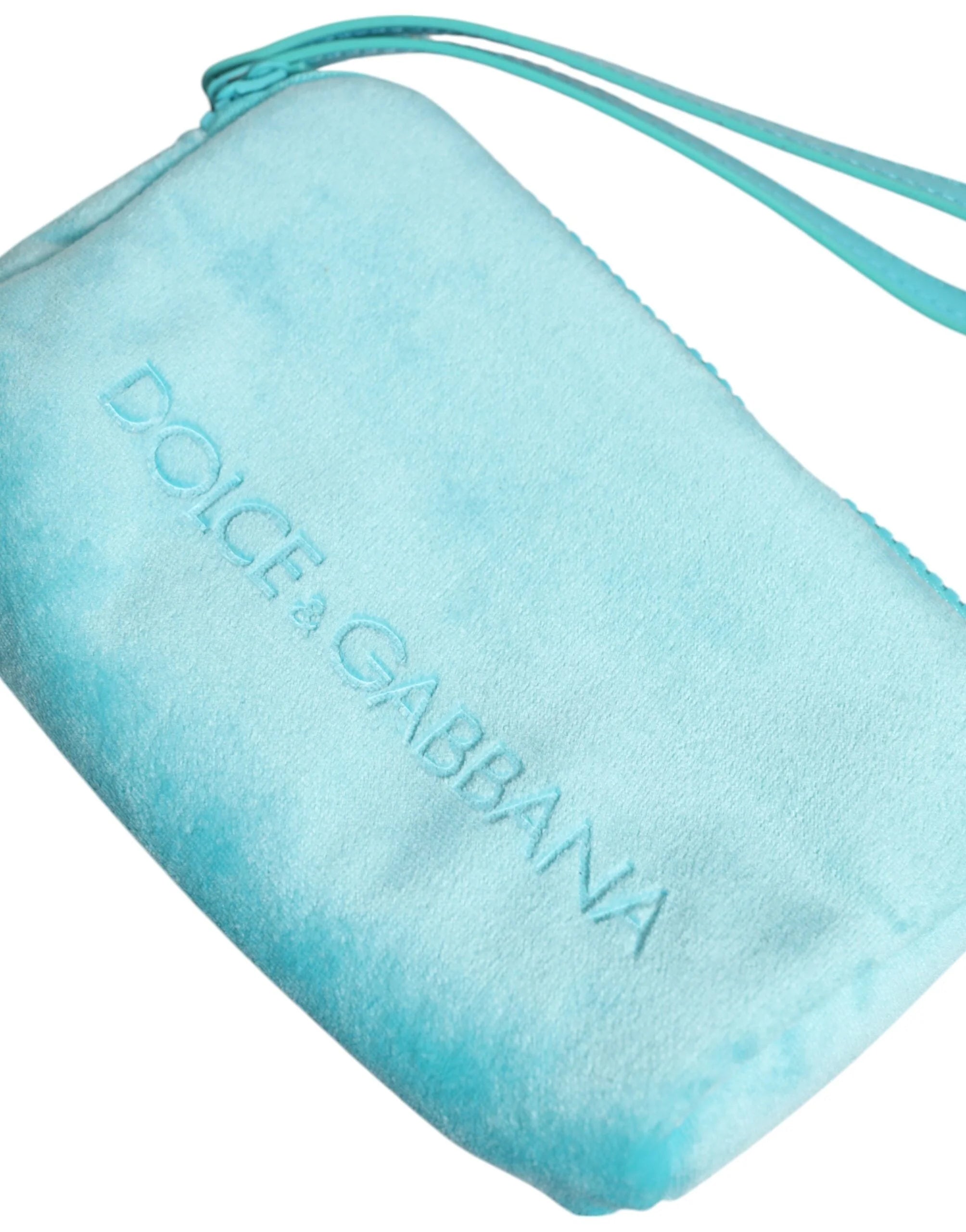 Dolce & Gabbana Light Blue Solid Logo Clutch Sunglasses Holder Pouch Bag - Clutch Bags