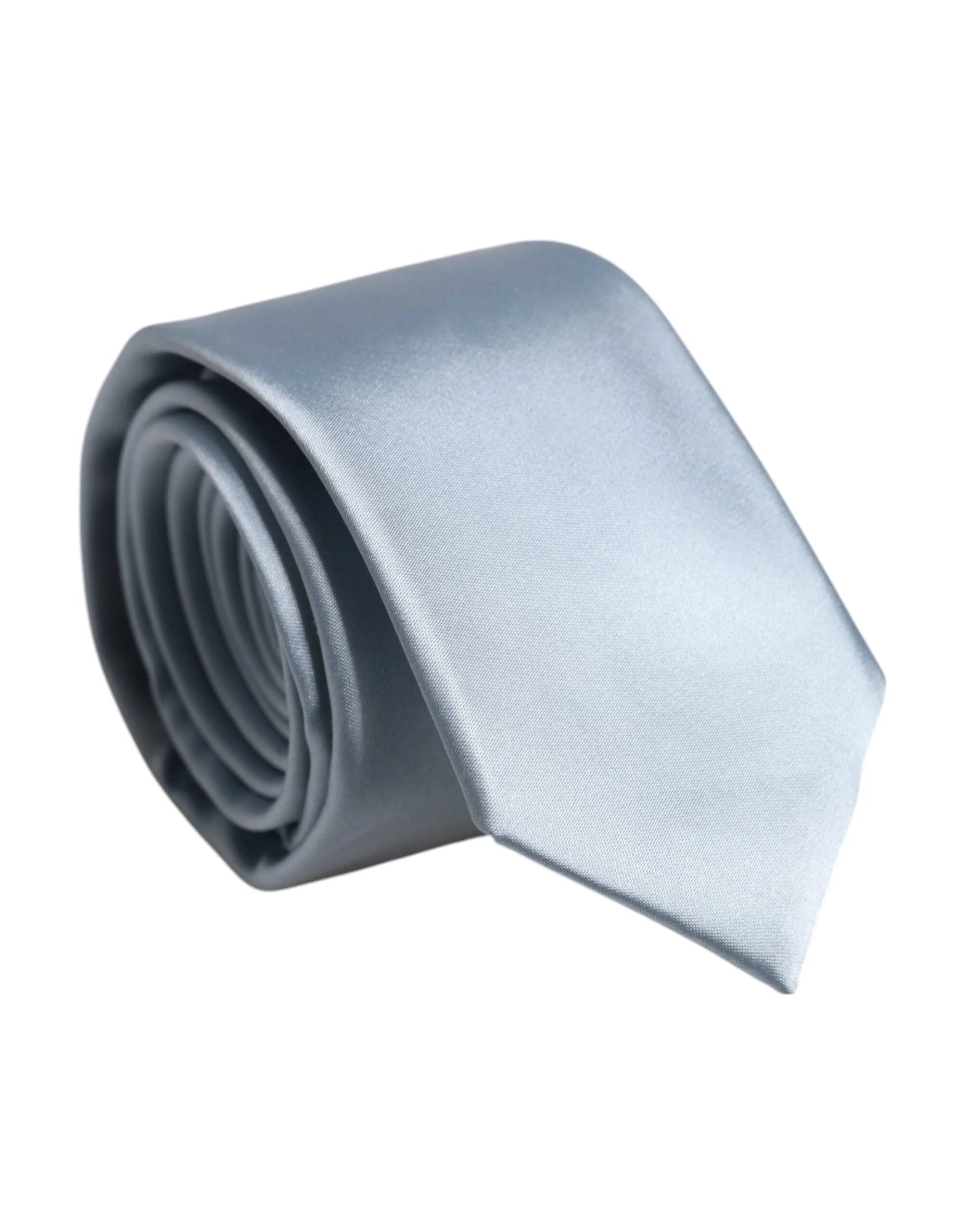 Dolce & Gabbana Light Blue Solid Silk Adjustable Necktie Tie - Neckties