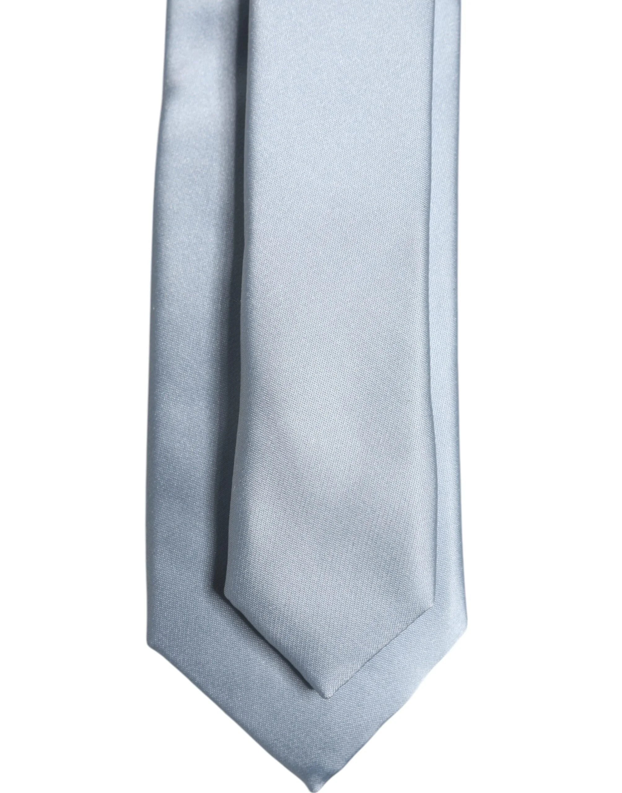 Dolce & Gabbana Light Blue Solid Silk Adjustable Necktie Tie - Neckties