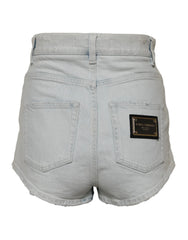 Dolce & Gabbana Light Blue Washed Denim Cotton Hot Pants Shorts - IT40|S - Short Trousers